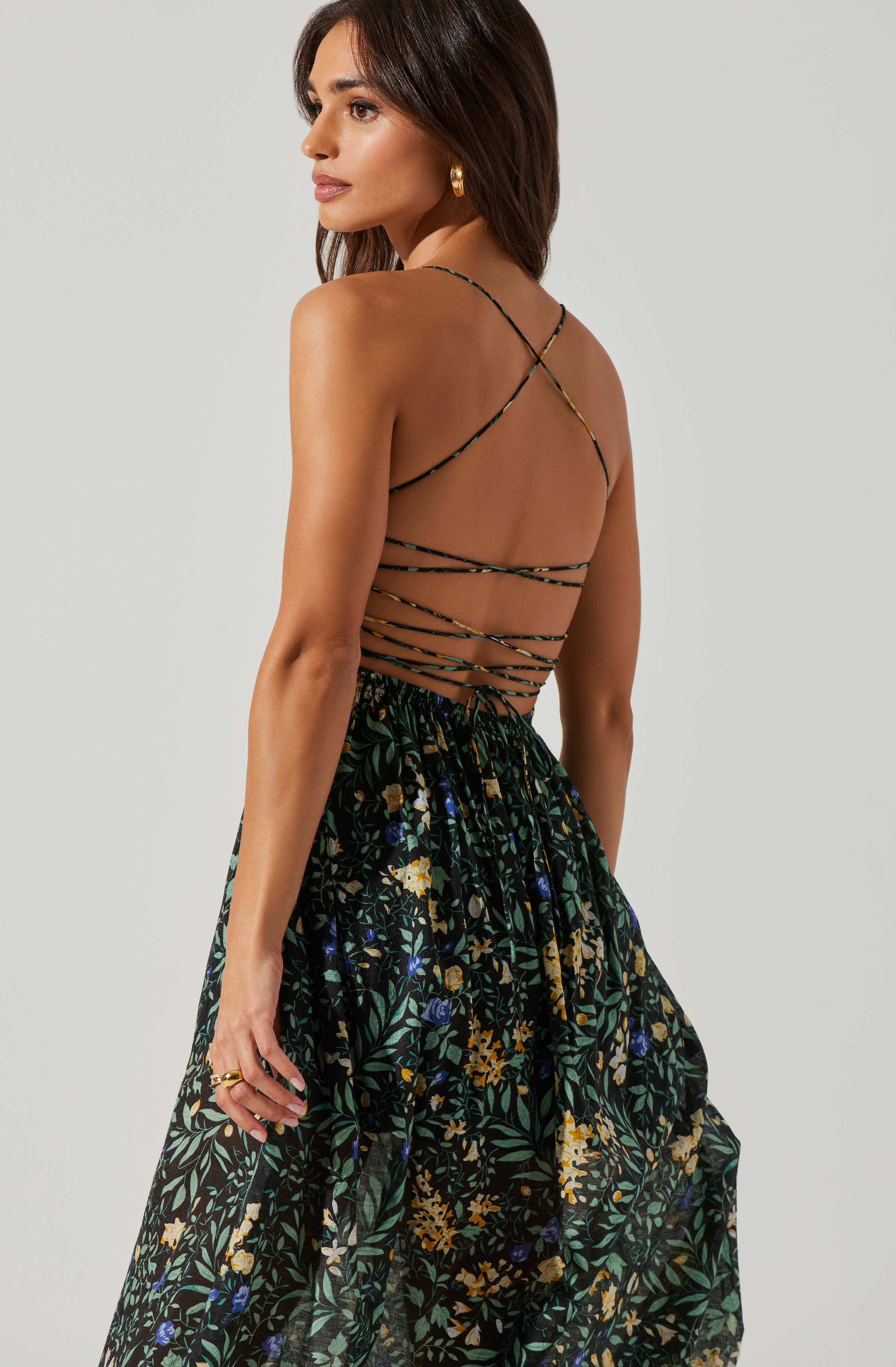 Stasia Floral Smocked Midi Dress-Aljck