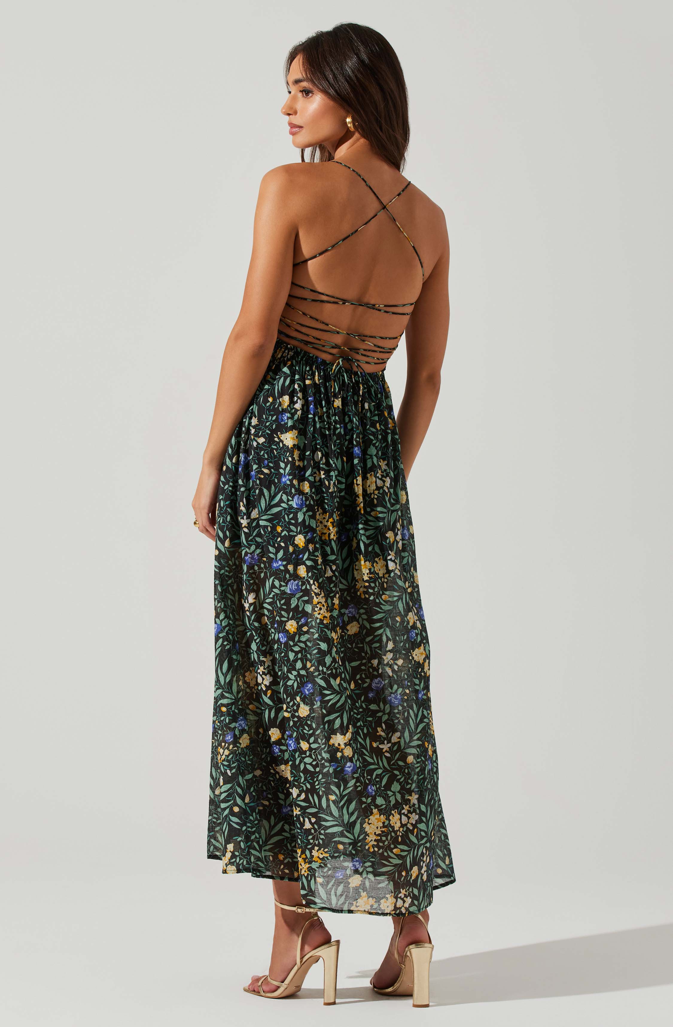 Stasia Floral Smocked Midi Dress-Aljck