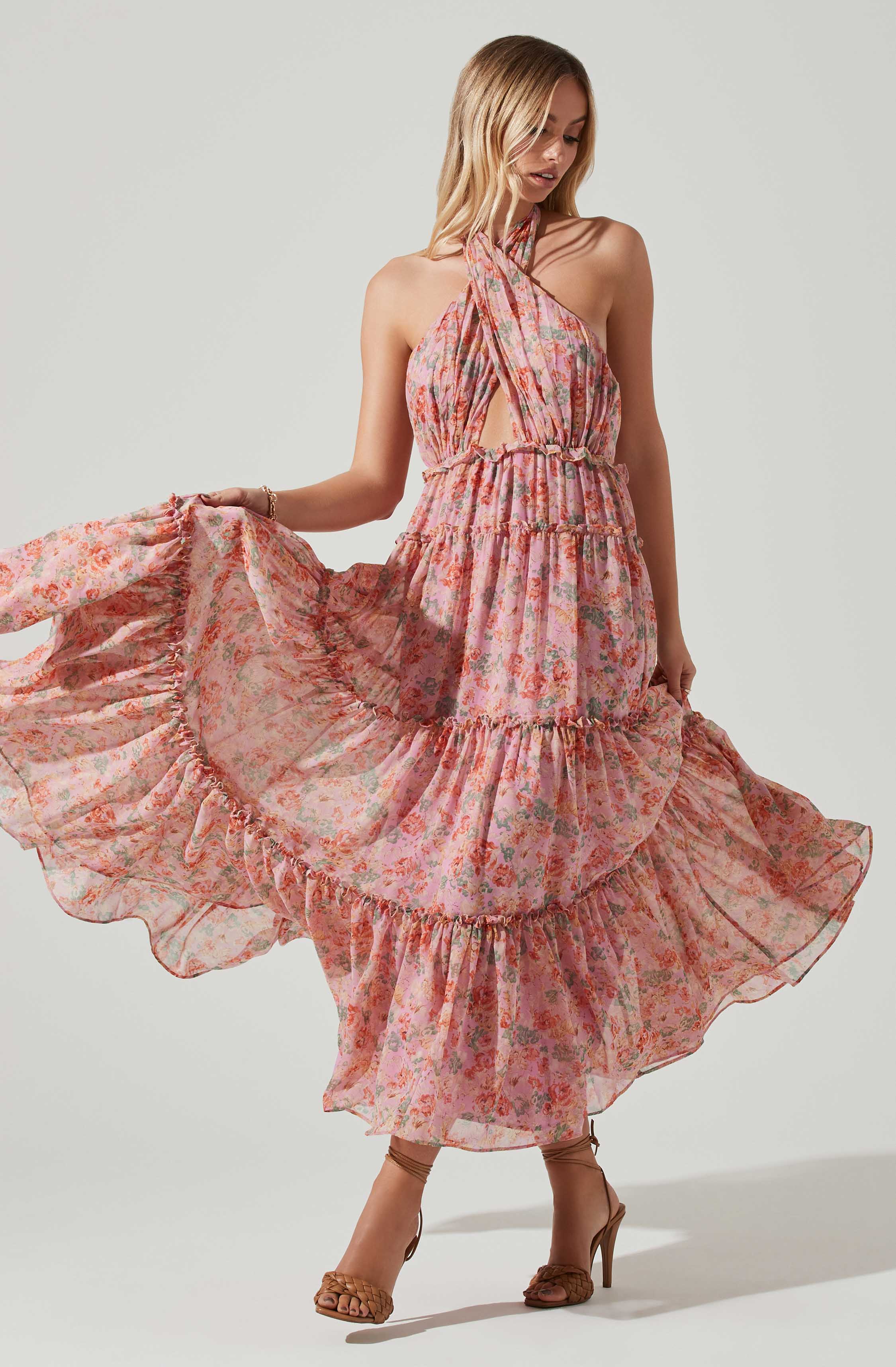 Jaidee Floral Tiered Maxi Dress-Aljck