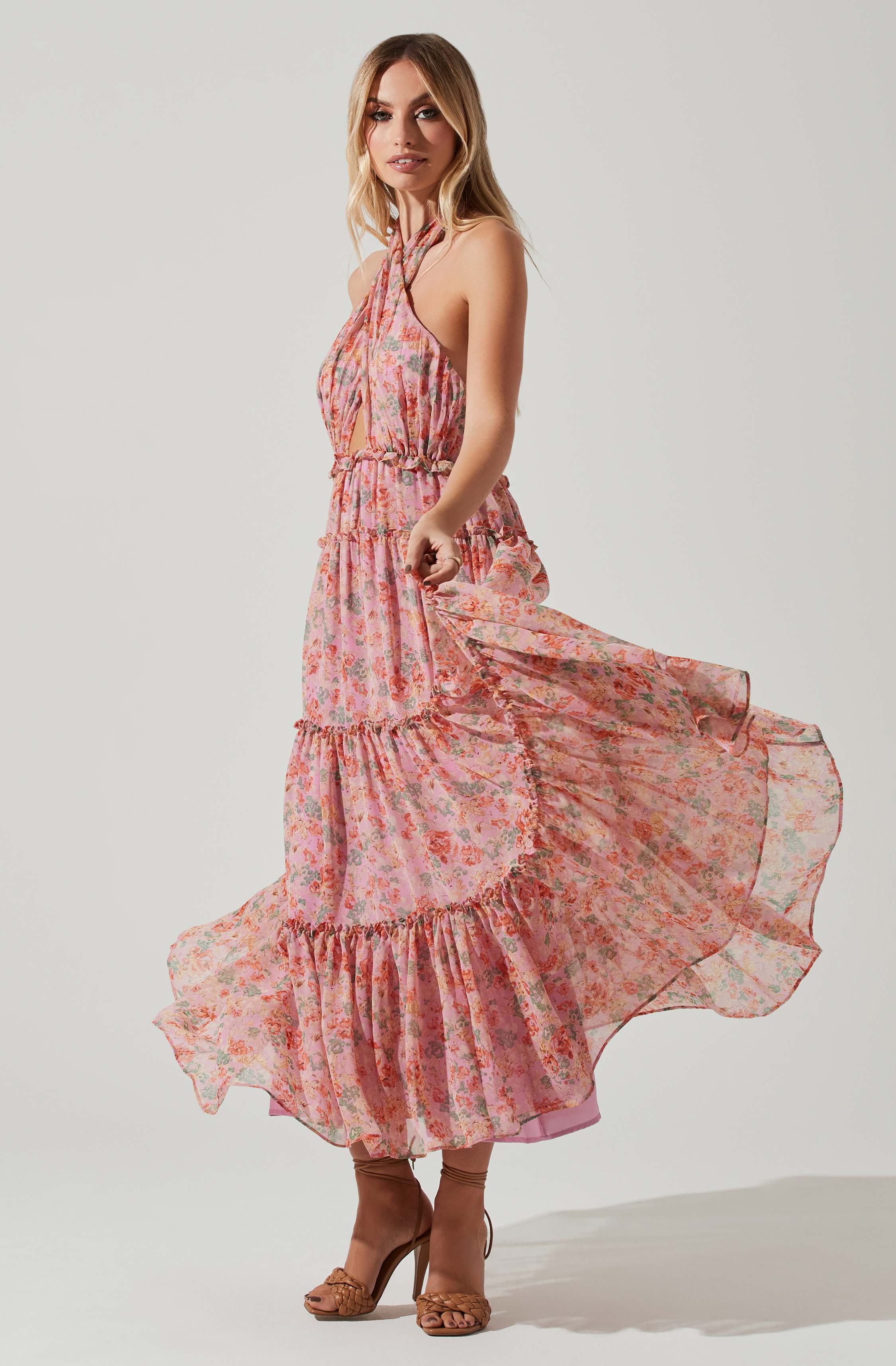 Jaidee Floral Tiered Maxi Dress-Aljck