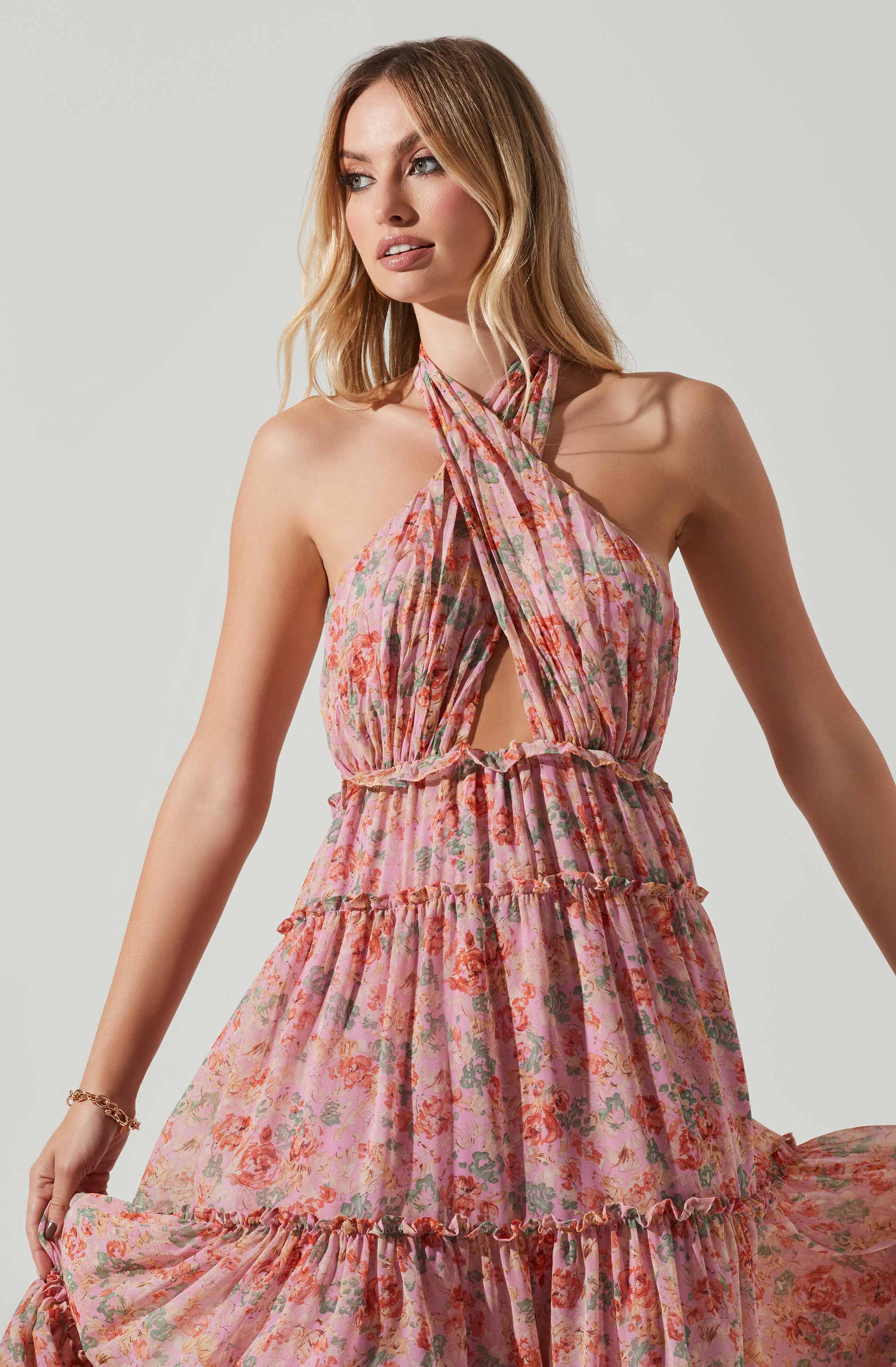 Jaidee Floral Tiered Maxi Dress-Aljck