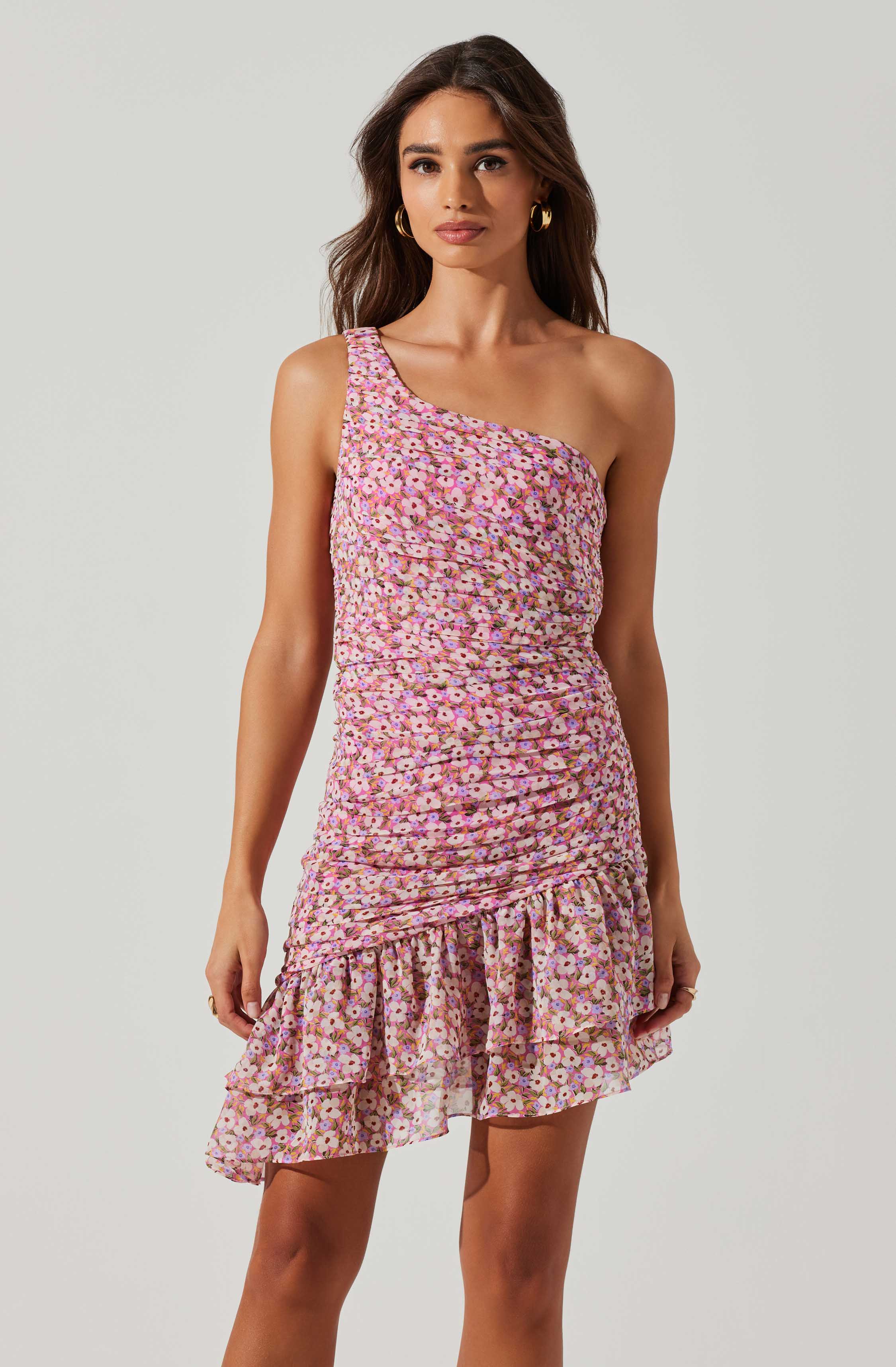 Darline One Shoulder Mini Dress-Aljck