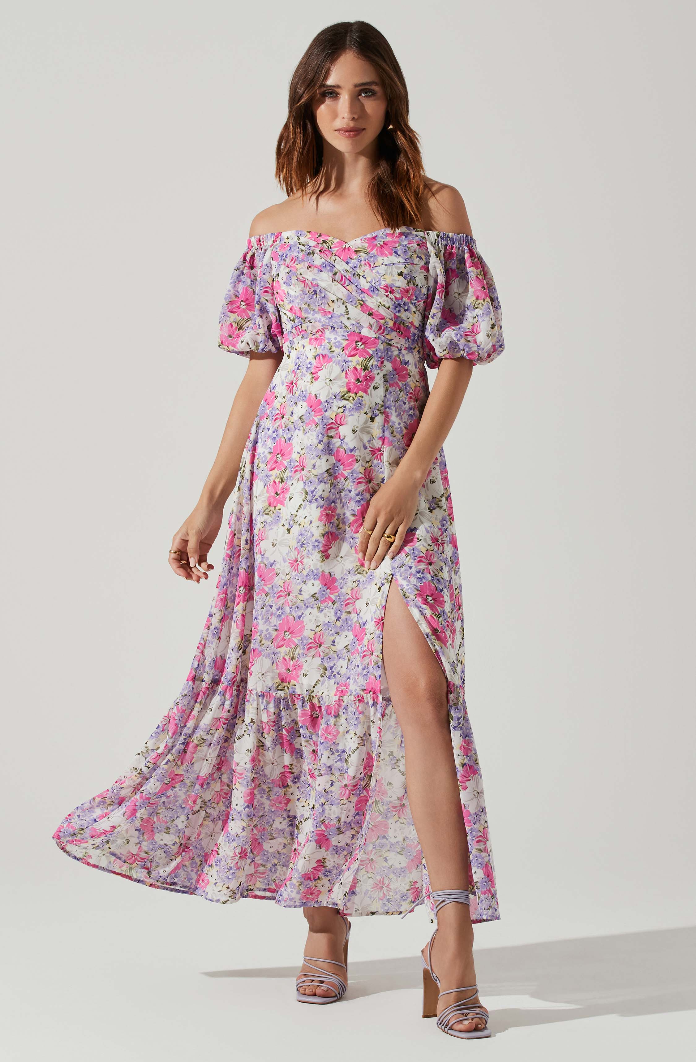 Valora Off Shoulder Floral Maxi Dress-Aljck