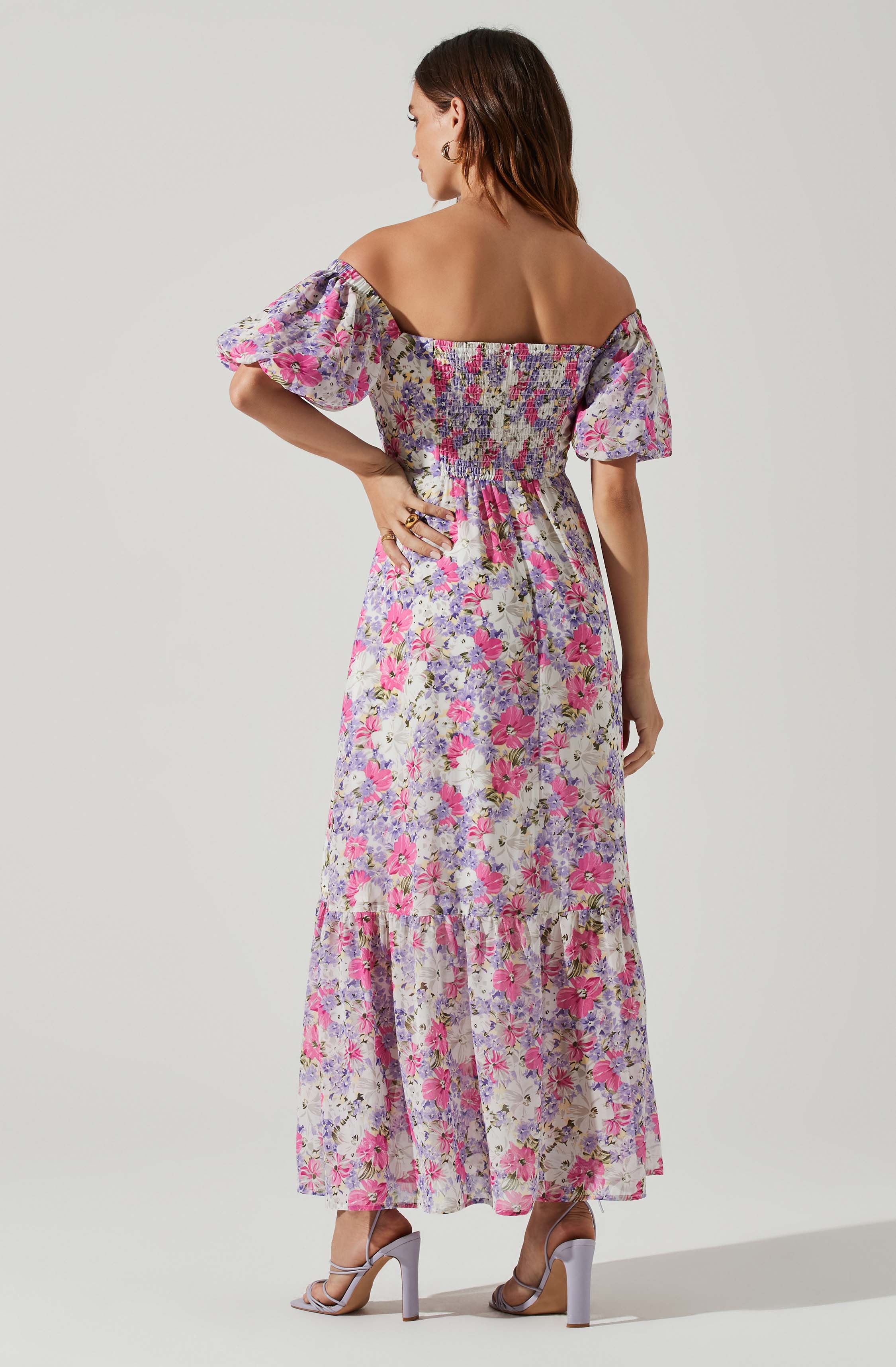 Valora Off Shoulder Floral Maxi Dress-Aljck