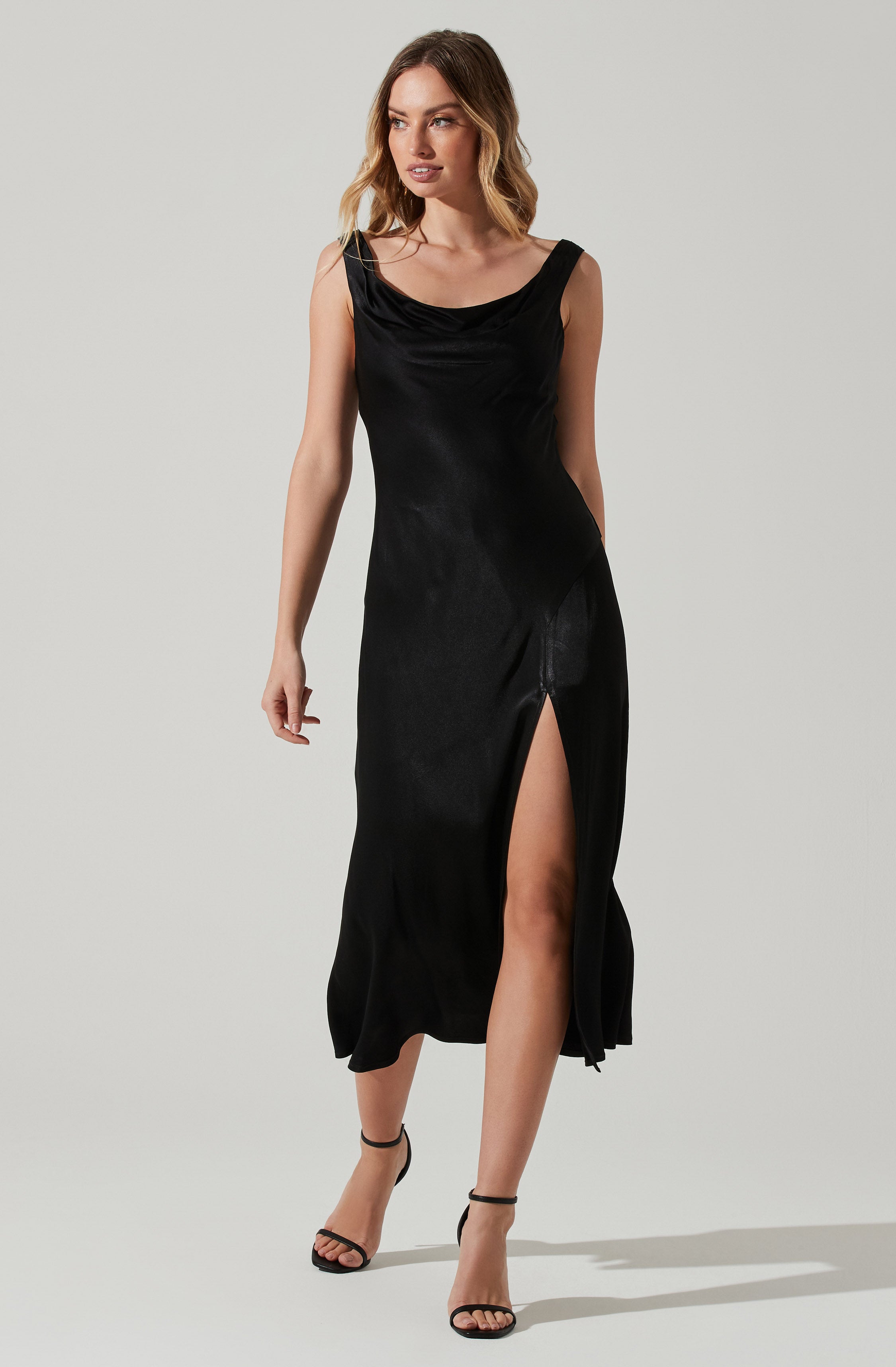 Cristella Satin Midi Dress-Aljck