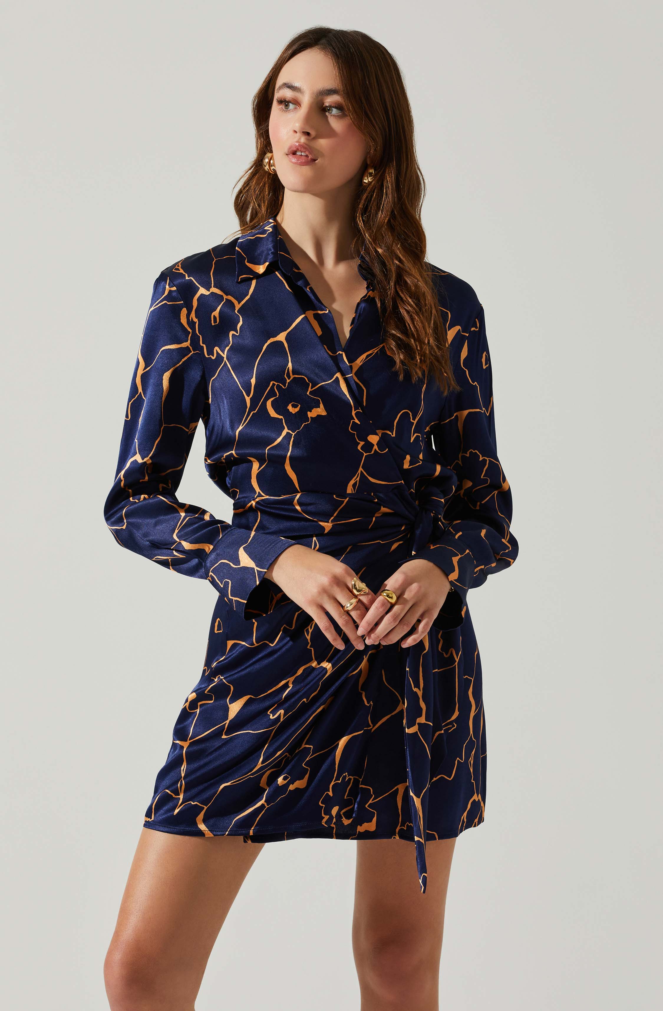 Brielle Satin Floral Mini Dress-Aljck