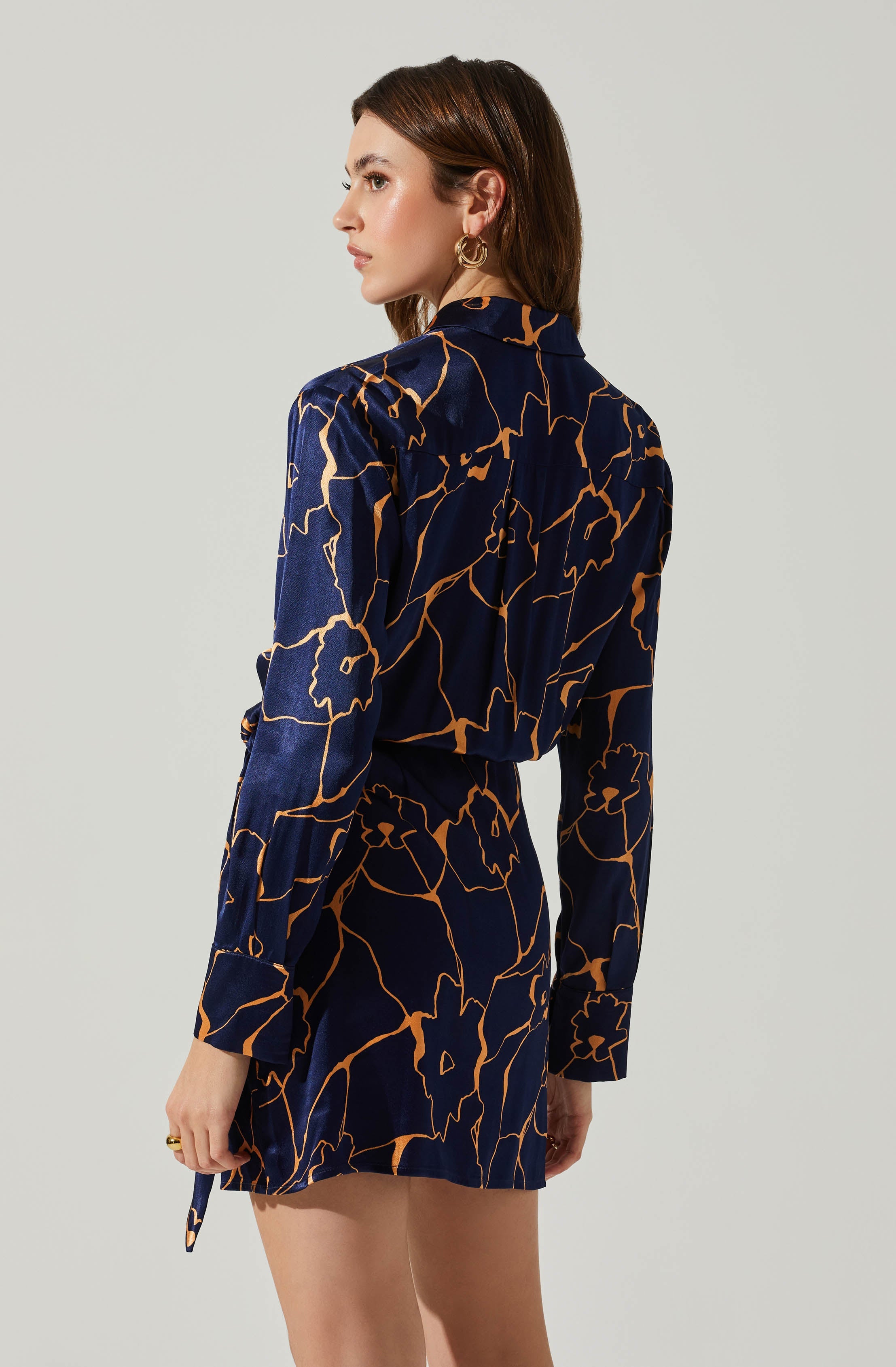 Brielle Satin Floral Mini Dress-Aljck