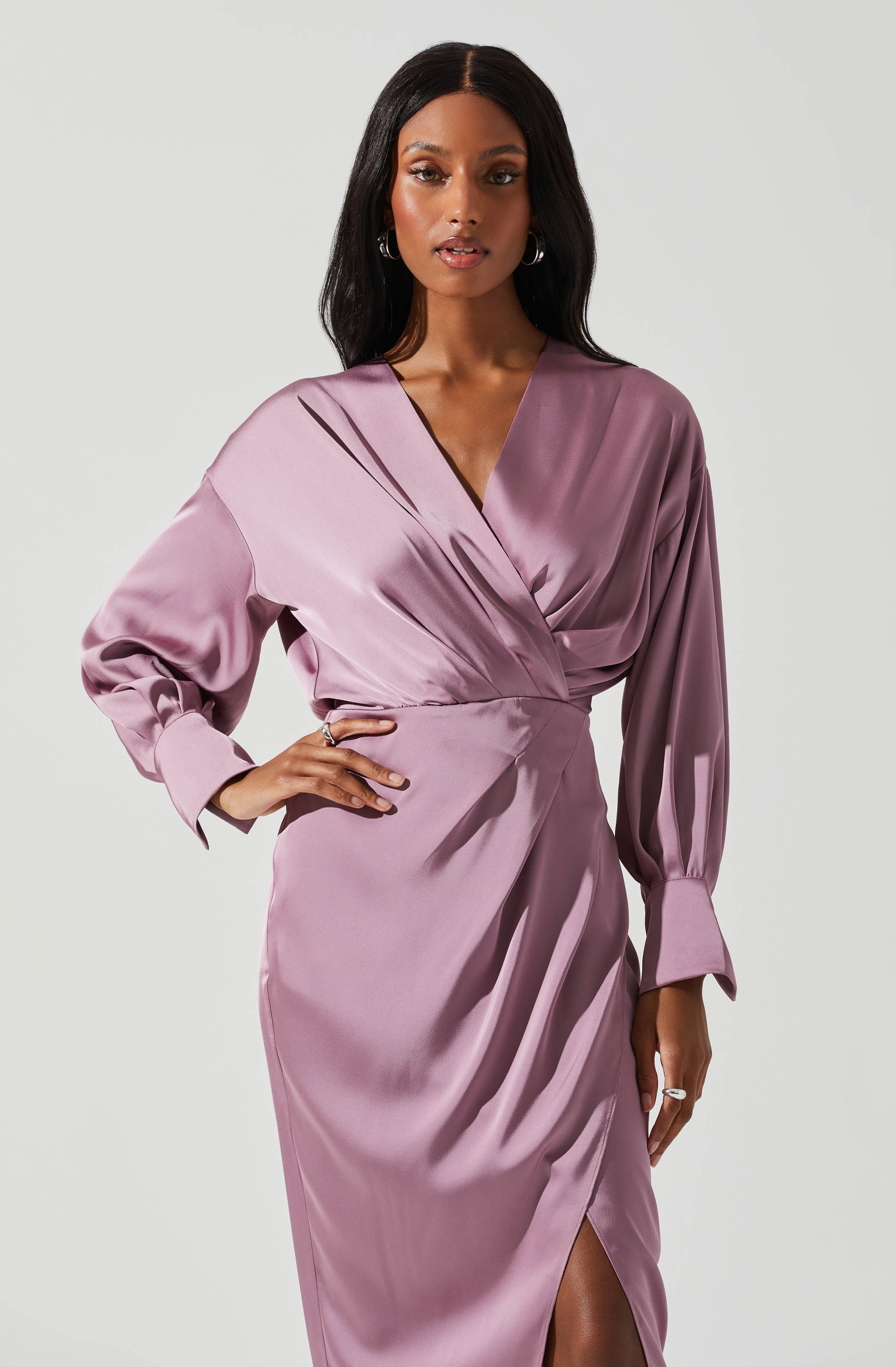 Sadyra Drop Shoulder Wrap Dress-Aljck