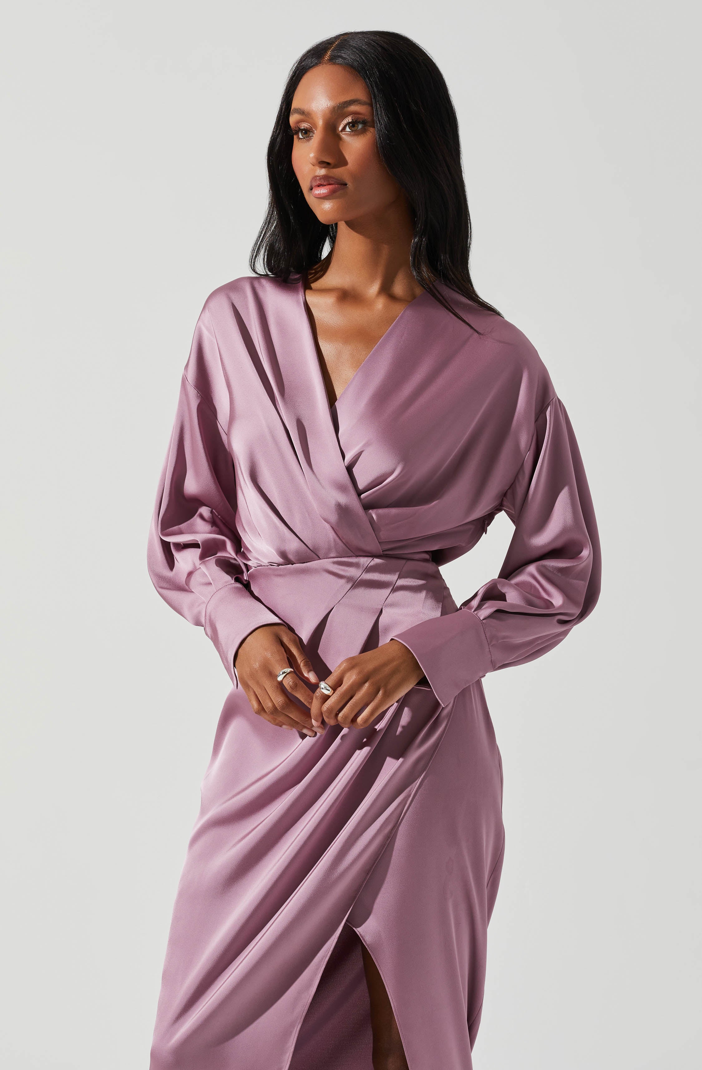 Sadyra Drop Shoulder Wrap Dress-Aljck