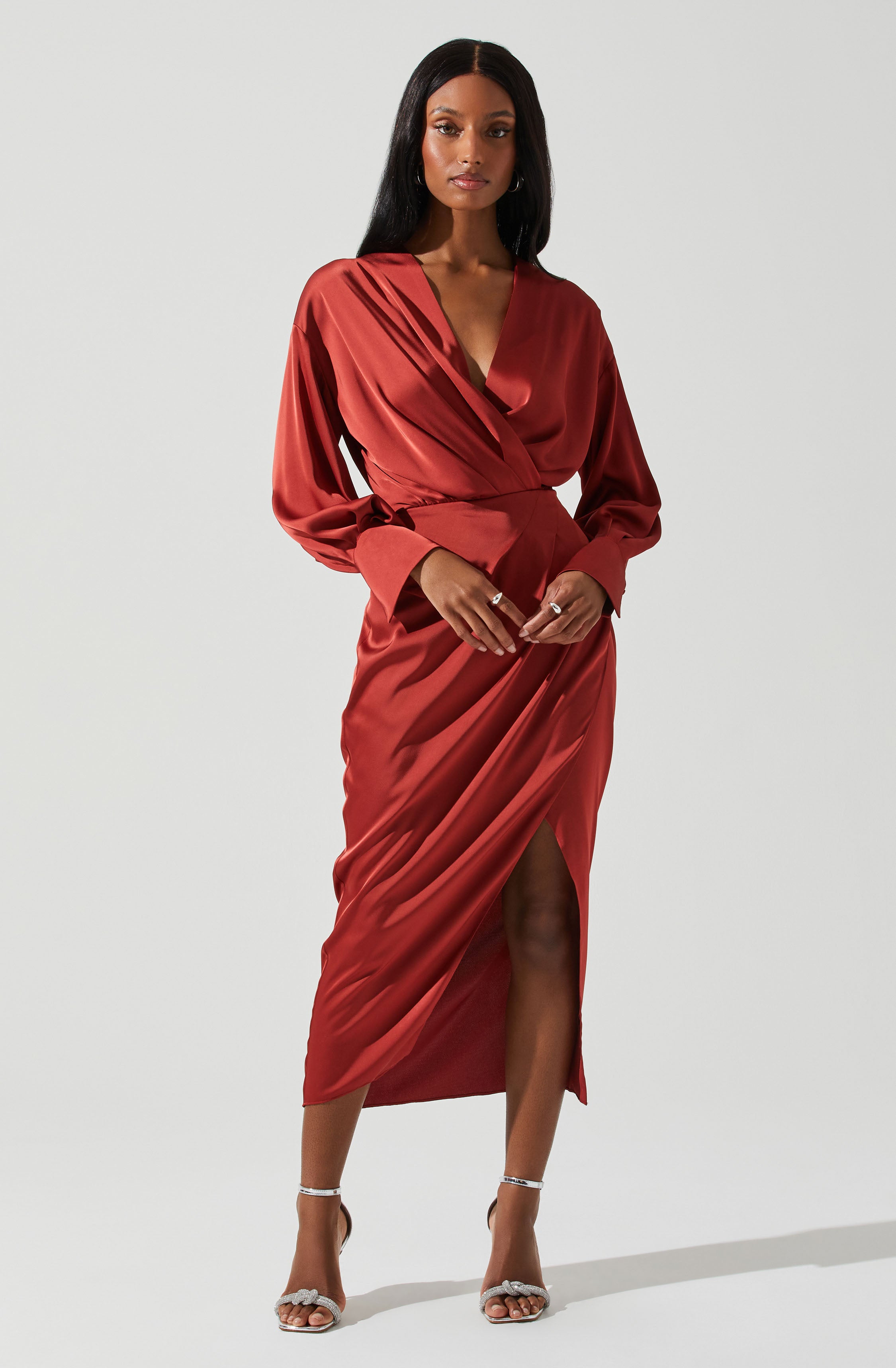 Sadyra Drop Shoulder Wrap Dress-Aljck
