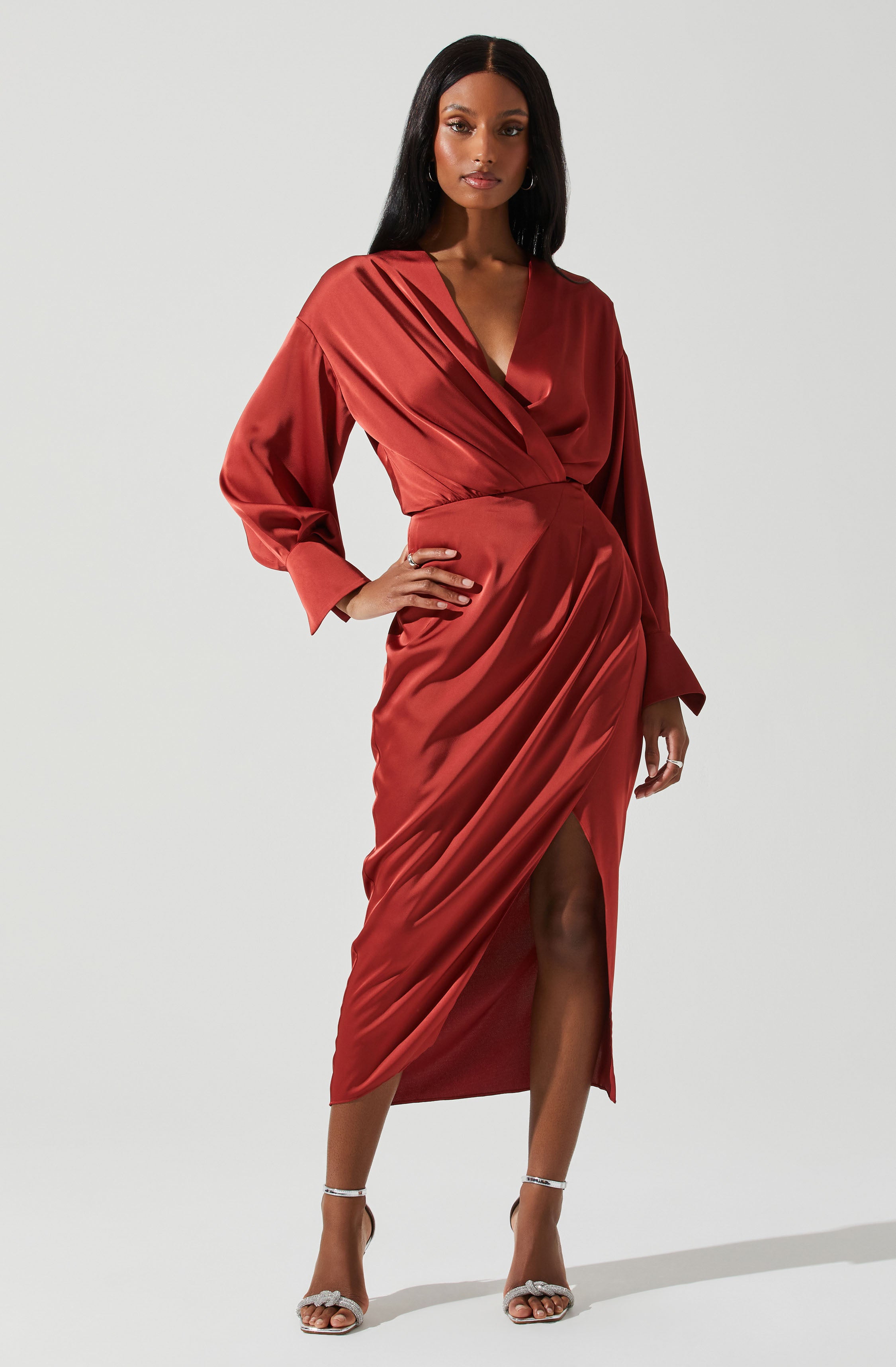 Sadyra Drop Shoulder Wrap Dress-Aljck