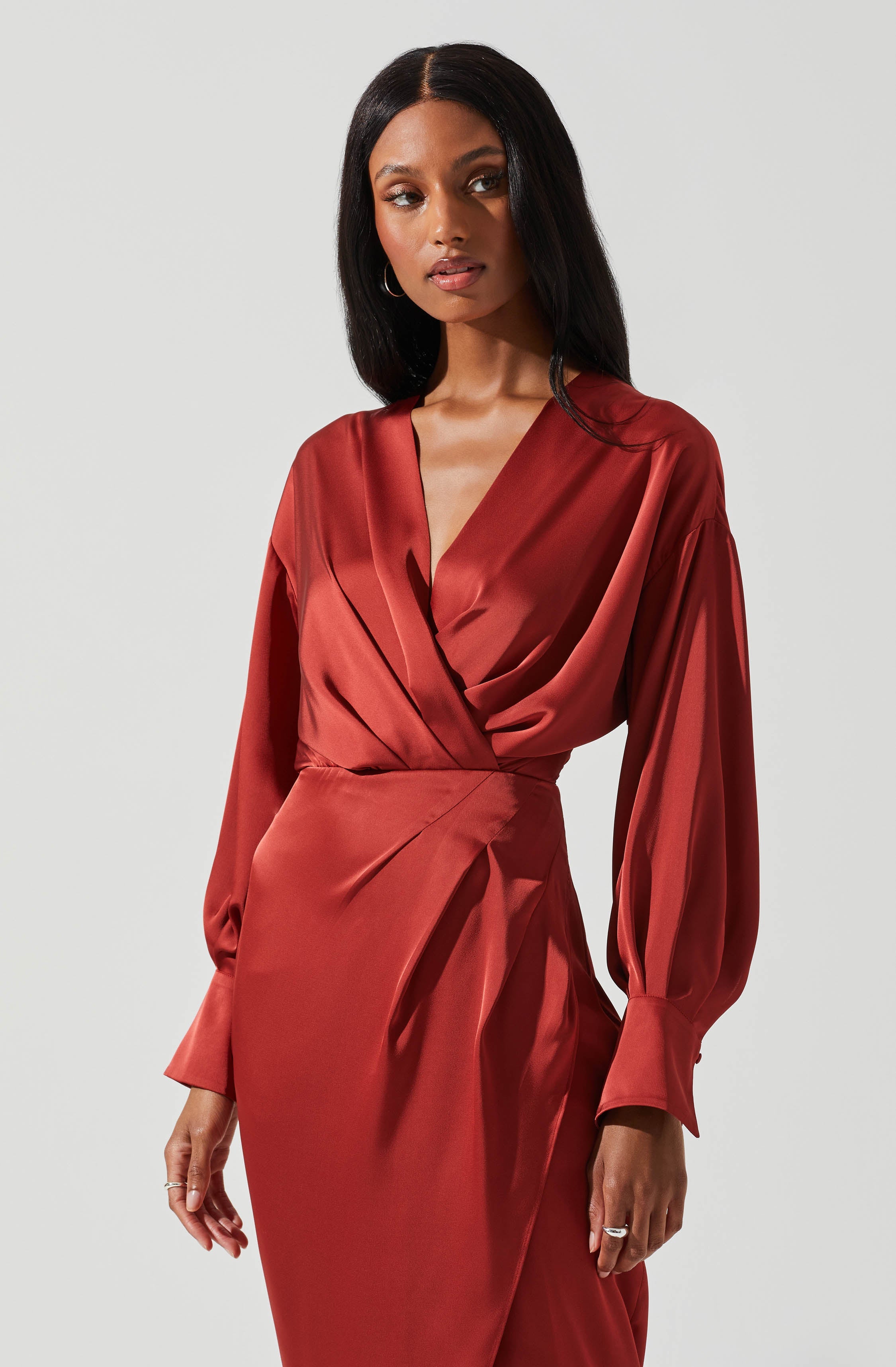 Sadyra Drop Shoulder Wrap Dress-Aljck