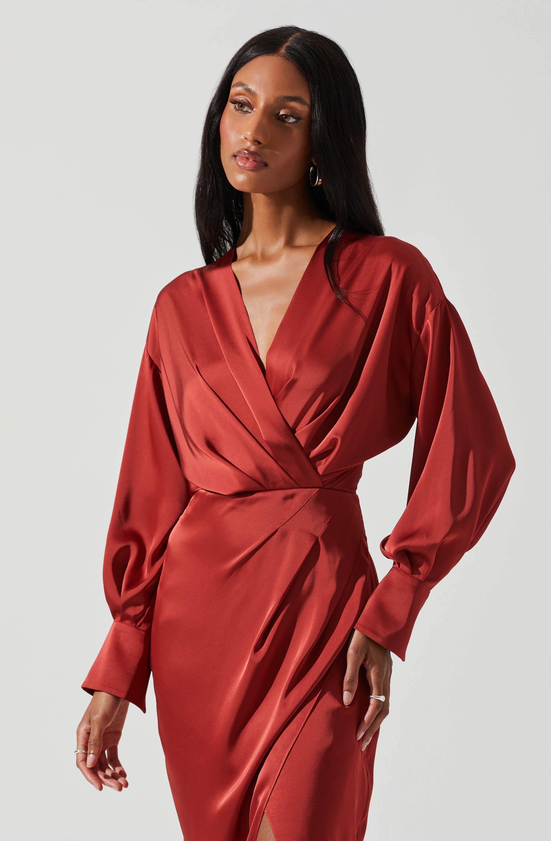 Sadyra Drop Shoulder Wrap Dress-Aljck