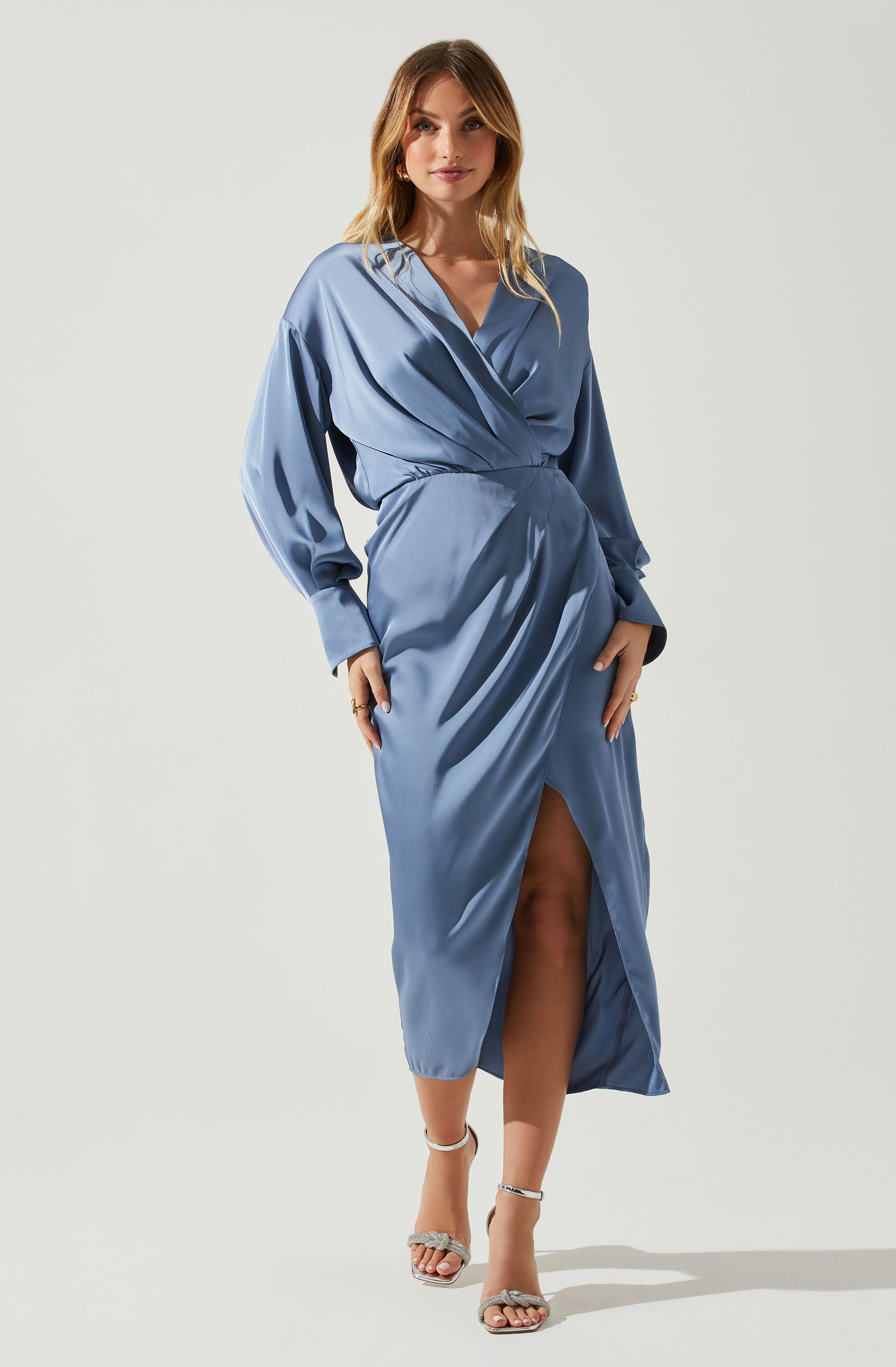 Sadyra Drop Shoulder Wrap Dress-Aljck