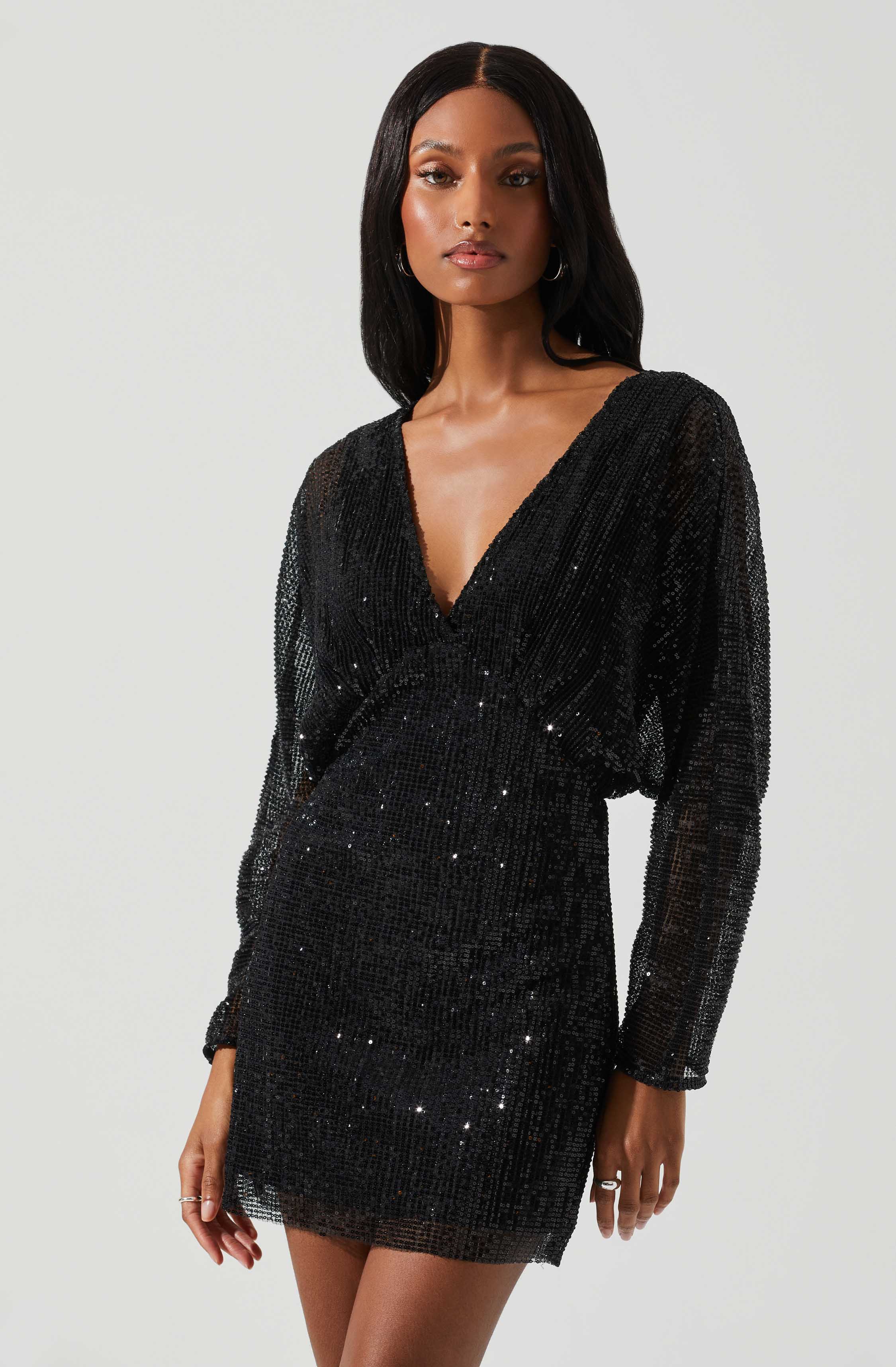 Devika Sequin Open Back Mini Dress-Aljck