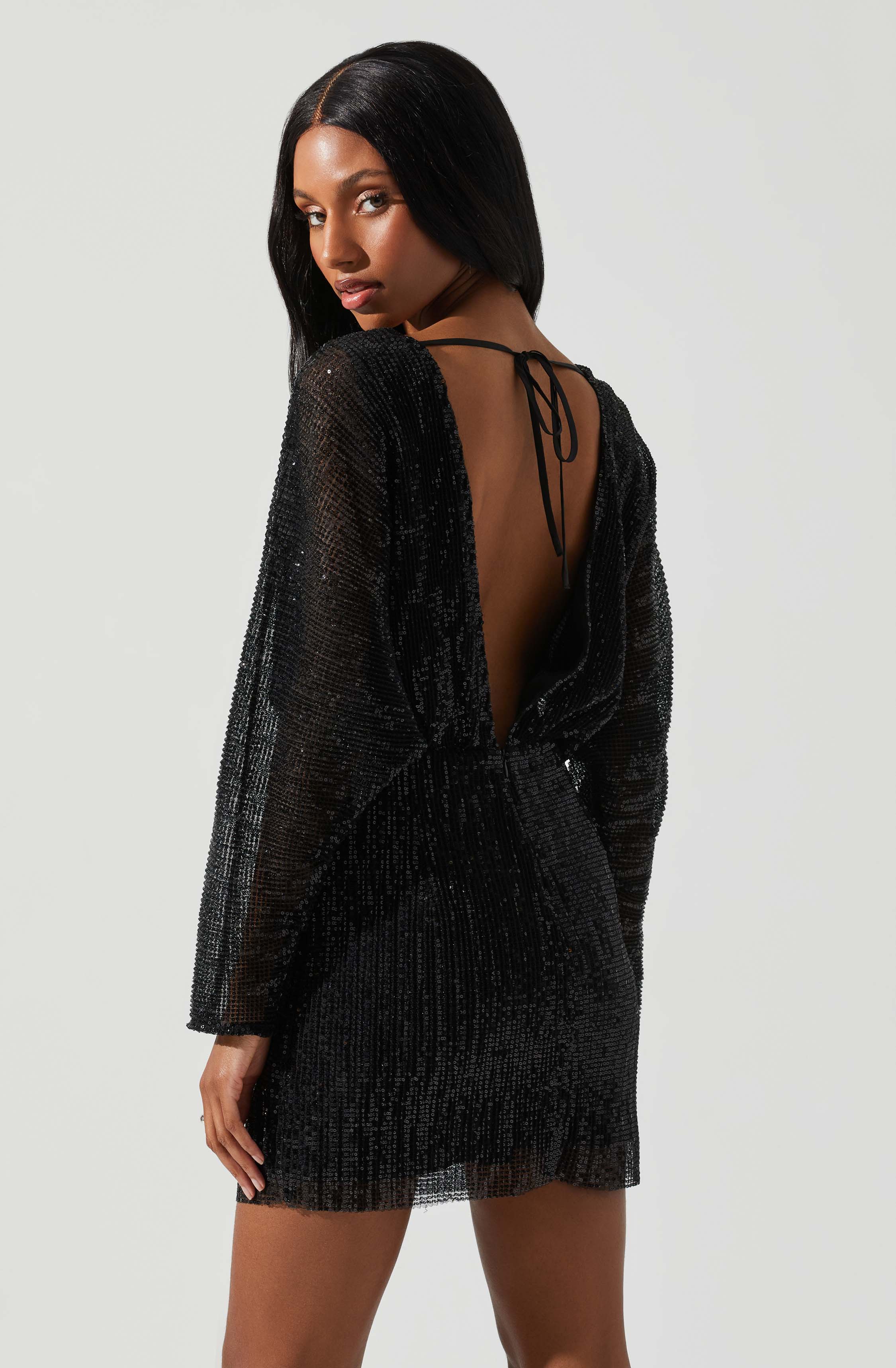 Devika Sequin Open Back Mini Dress-Aljck