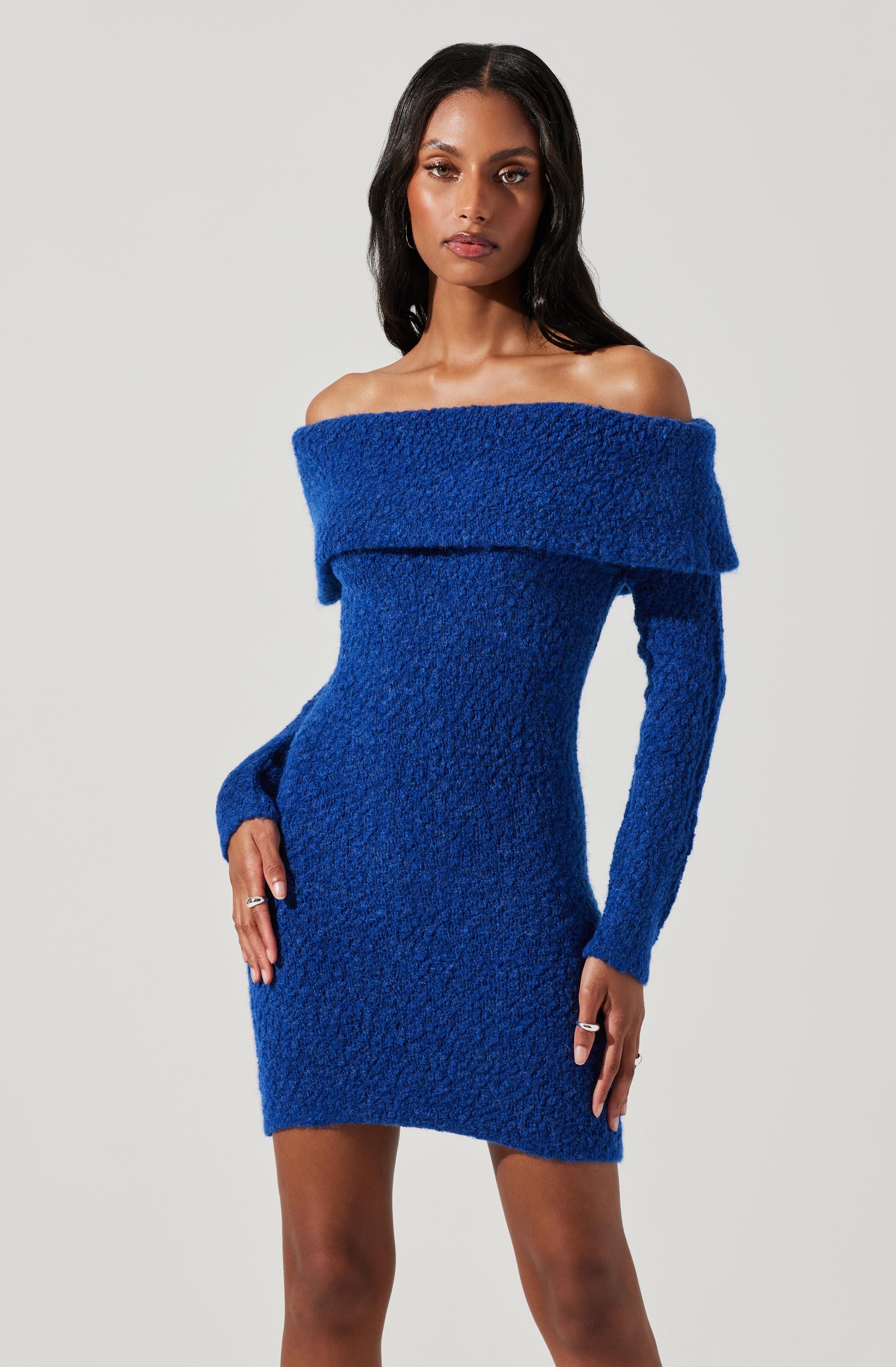 Danya Off Shoulder Sweater Dress-Aljck