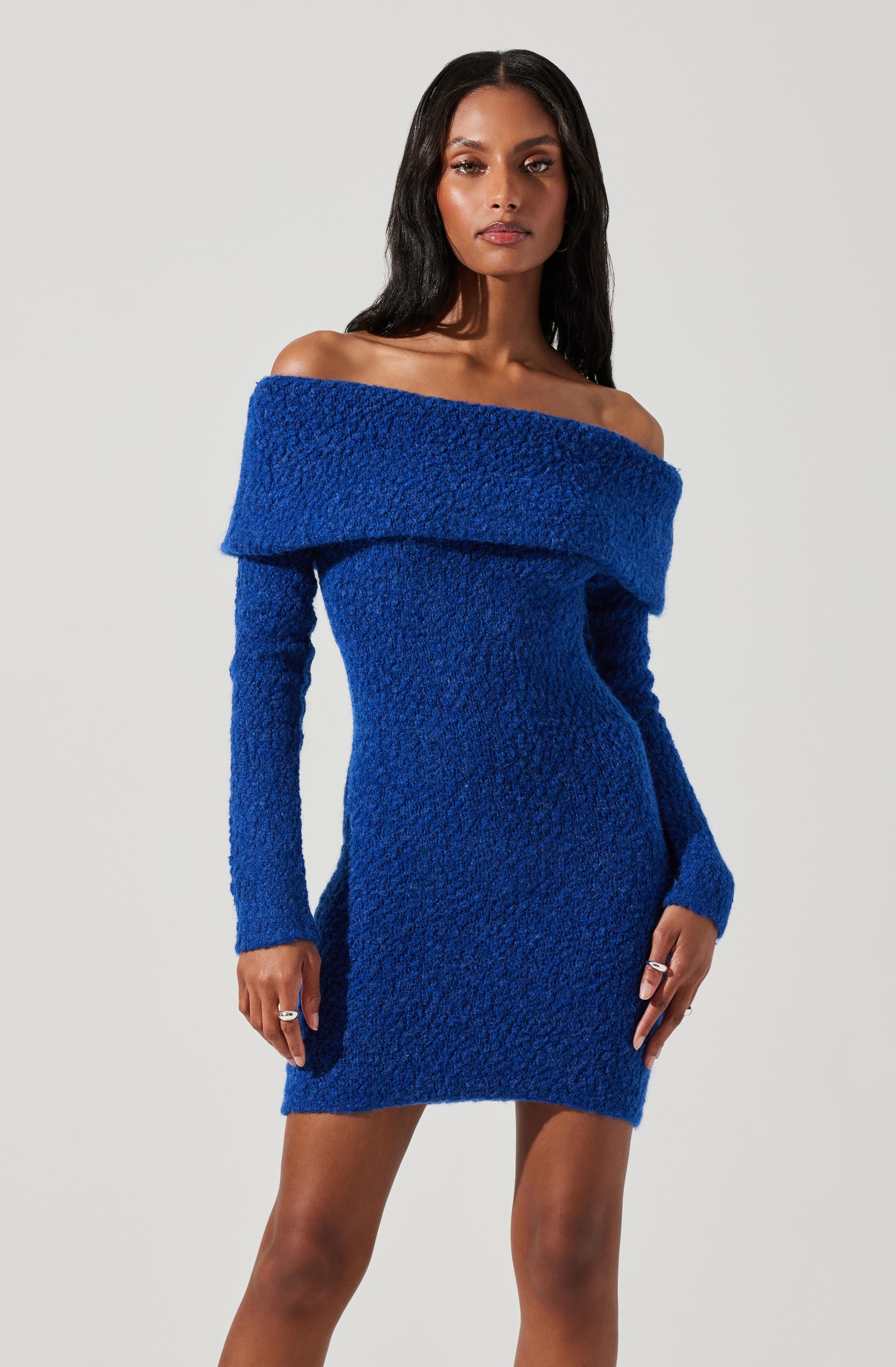 Danya Off Shoulder Sweater Dress-Aljck