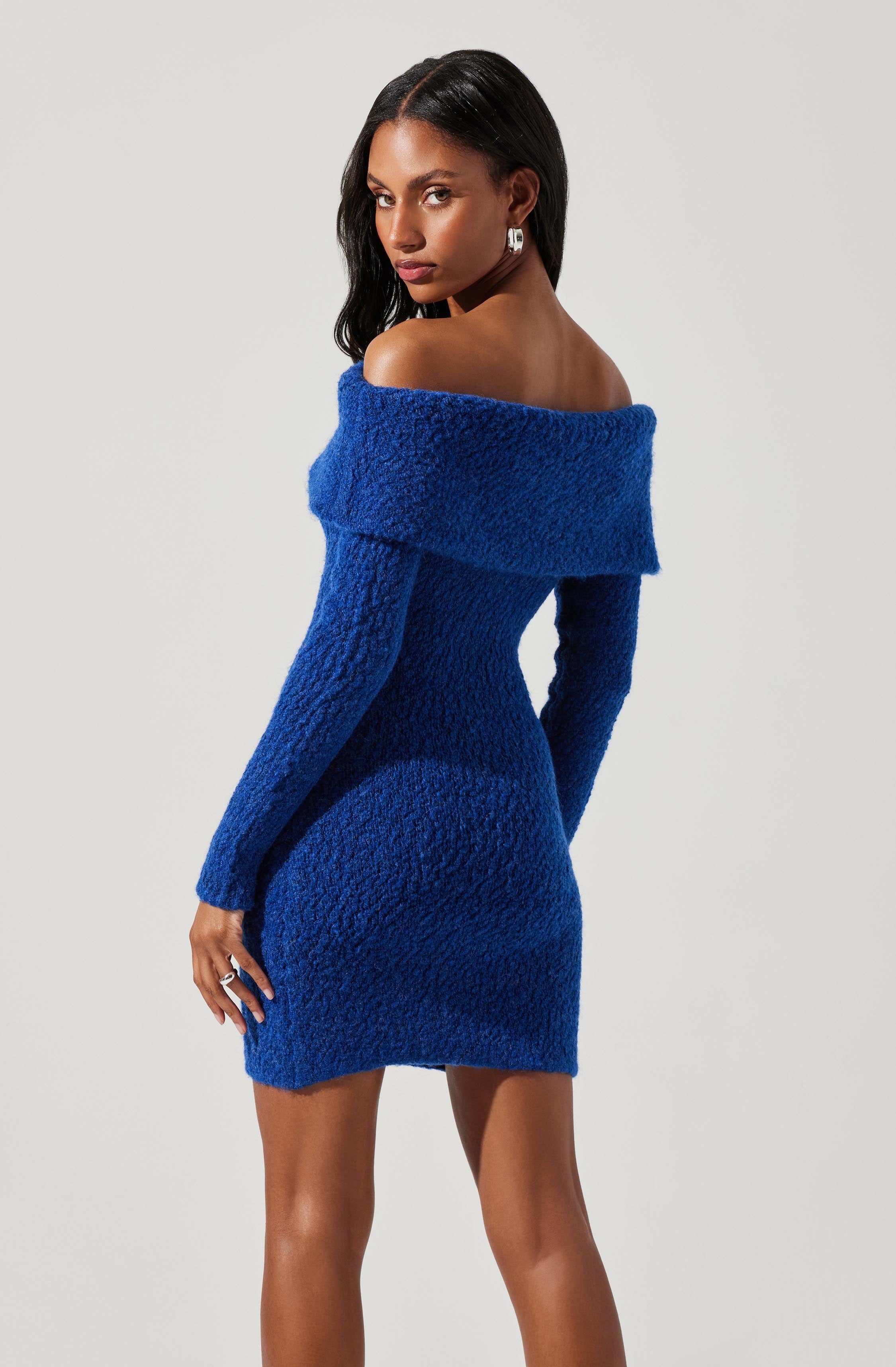Danya Off Shoulder Sweater Dress-Aljck