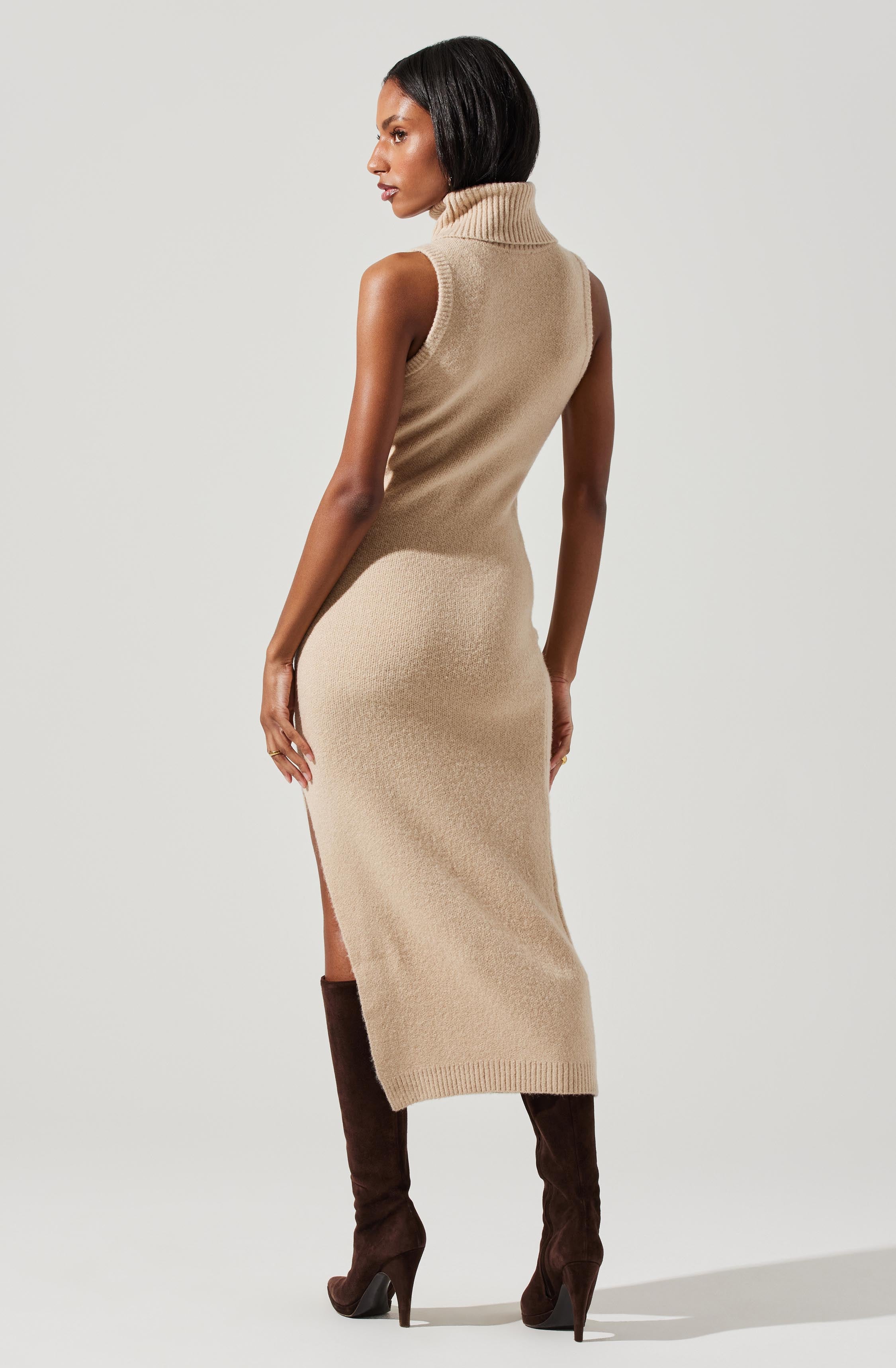 Irina Turtleneck Midi Sweater Dress-Aljck