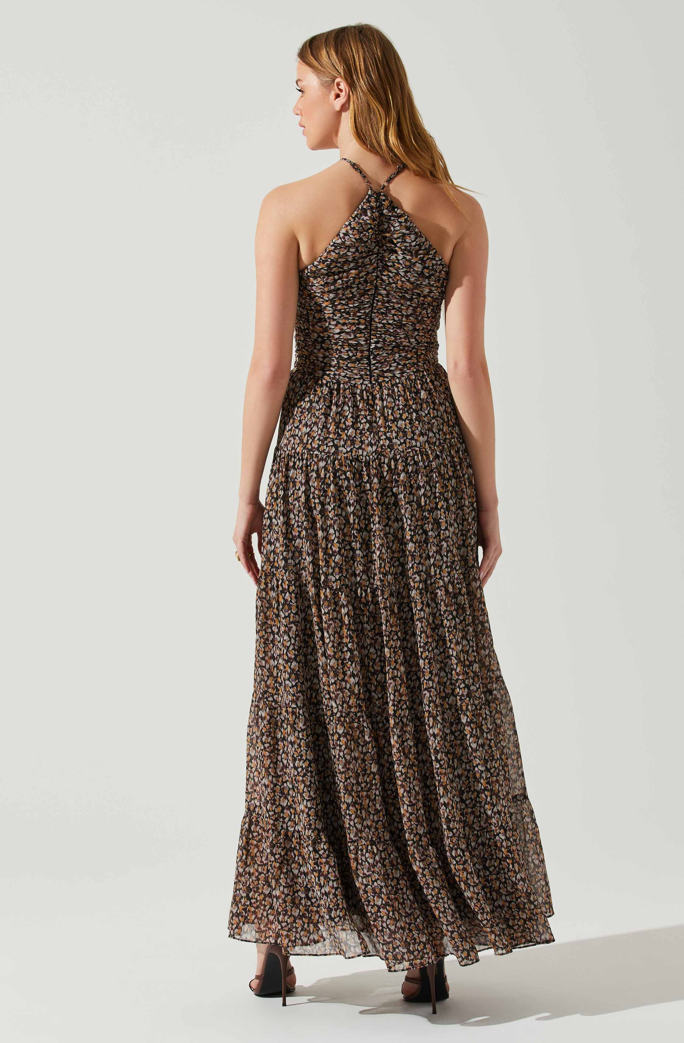 Madeline Center Cutout Floral Maxi Dress-Aljck
