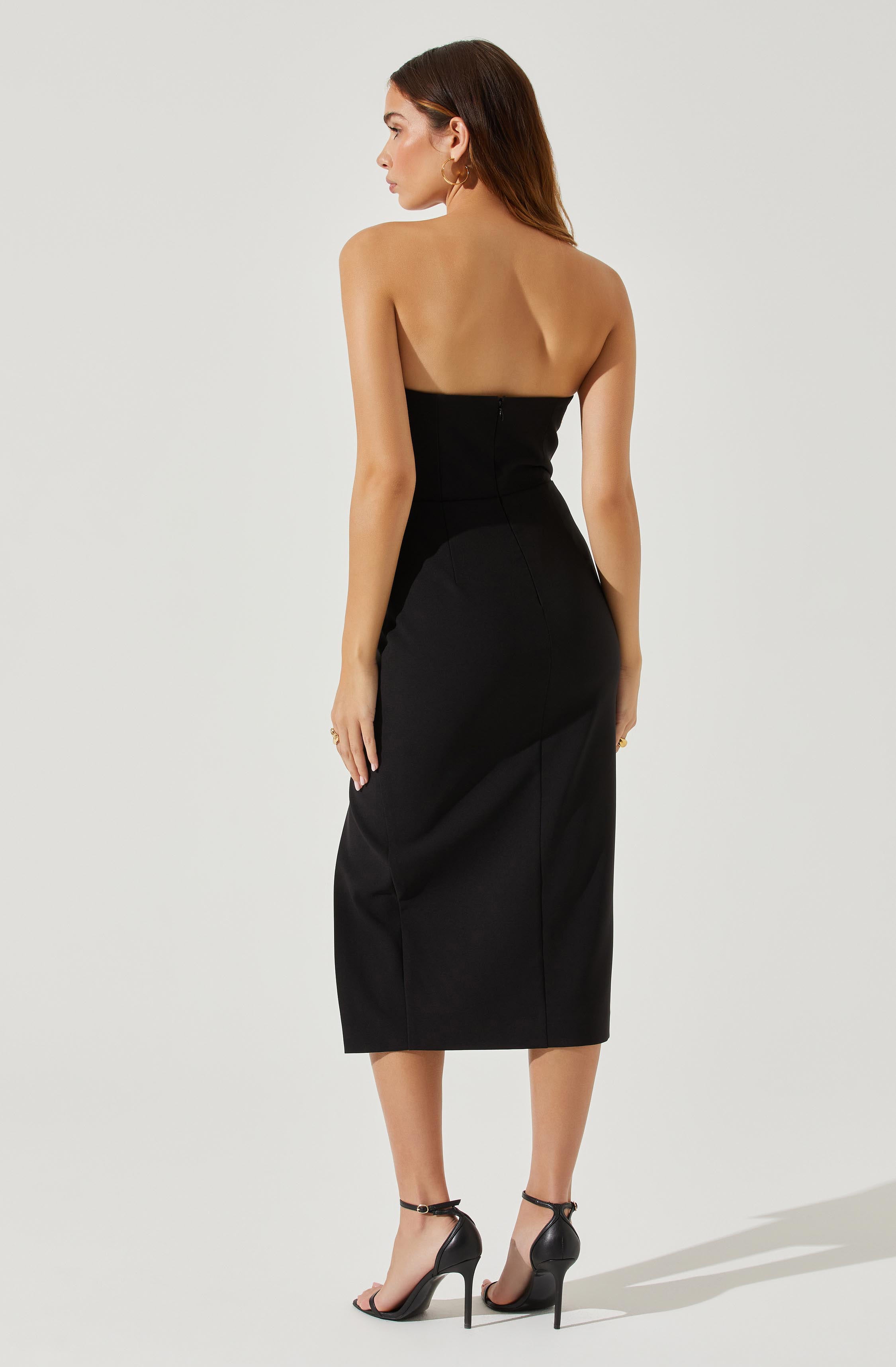 Melani Embellished Strapless Midi Dress-Aljck
