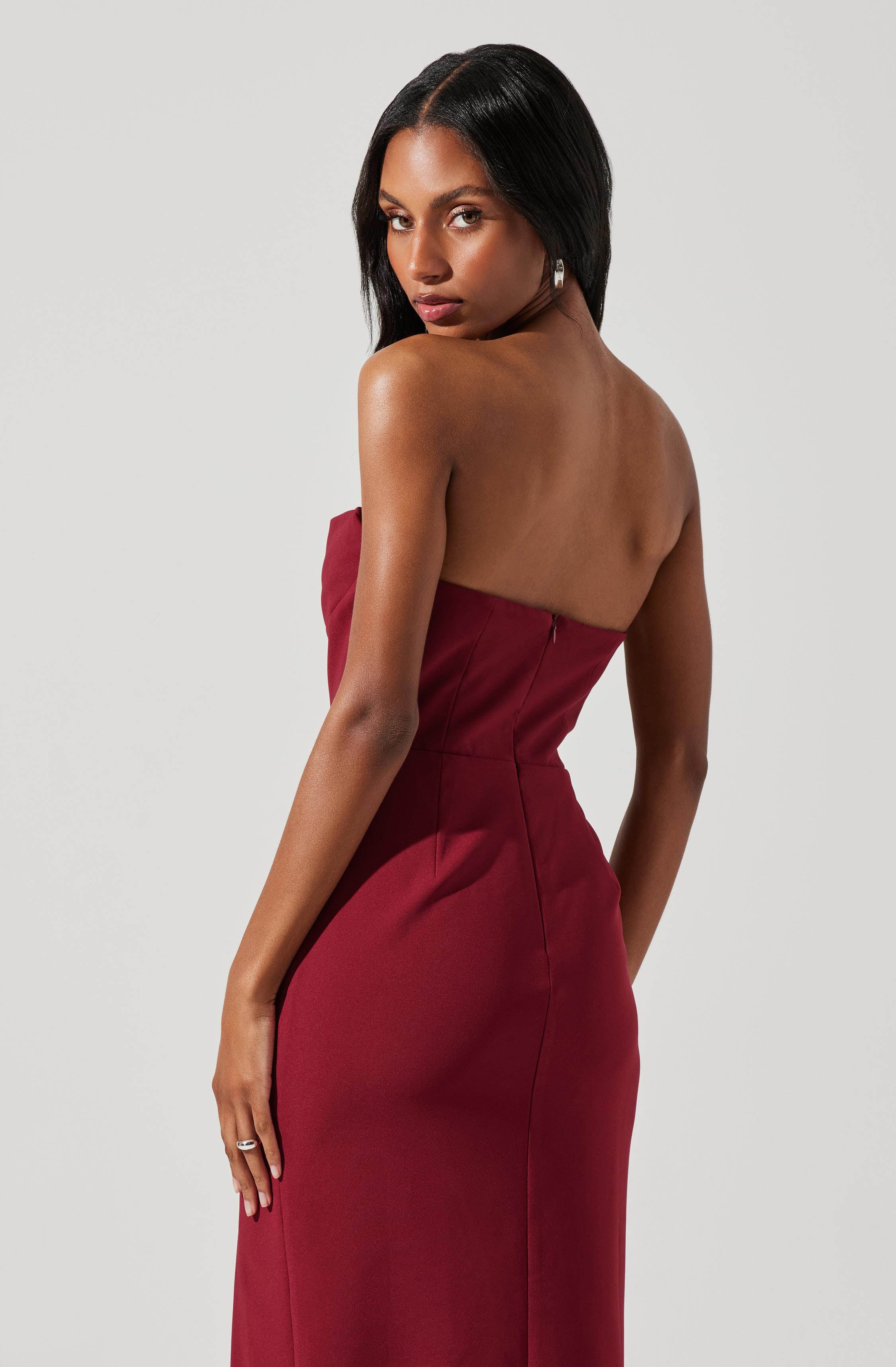 Melani Embellished Strapless Midi Dress-Aljck