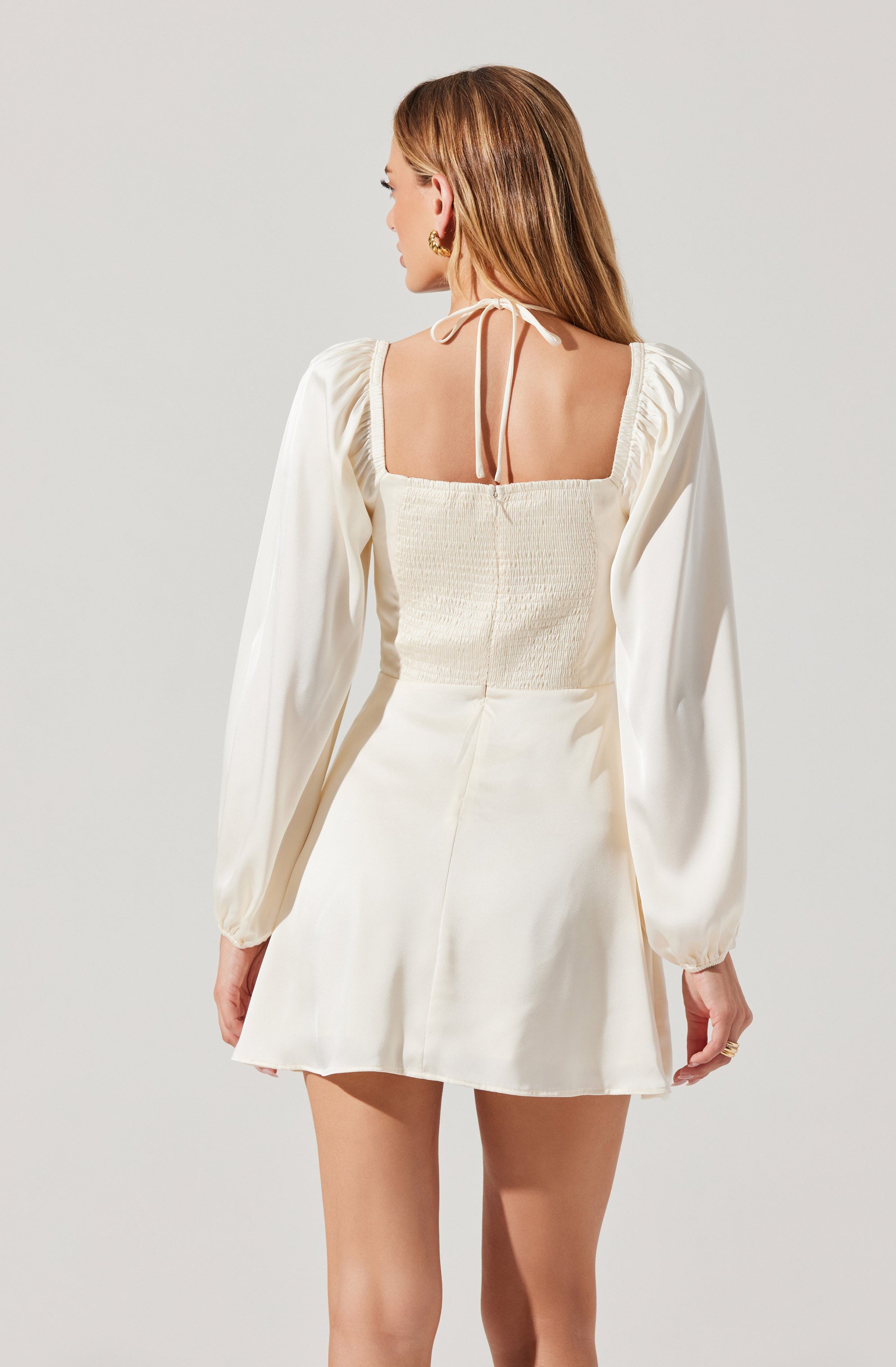 Vivian Satin Halter Mini Dress-Aljck