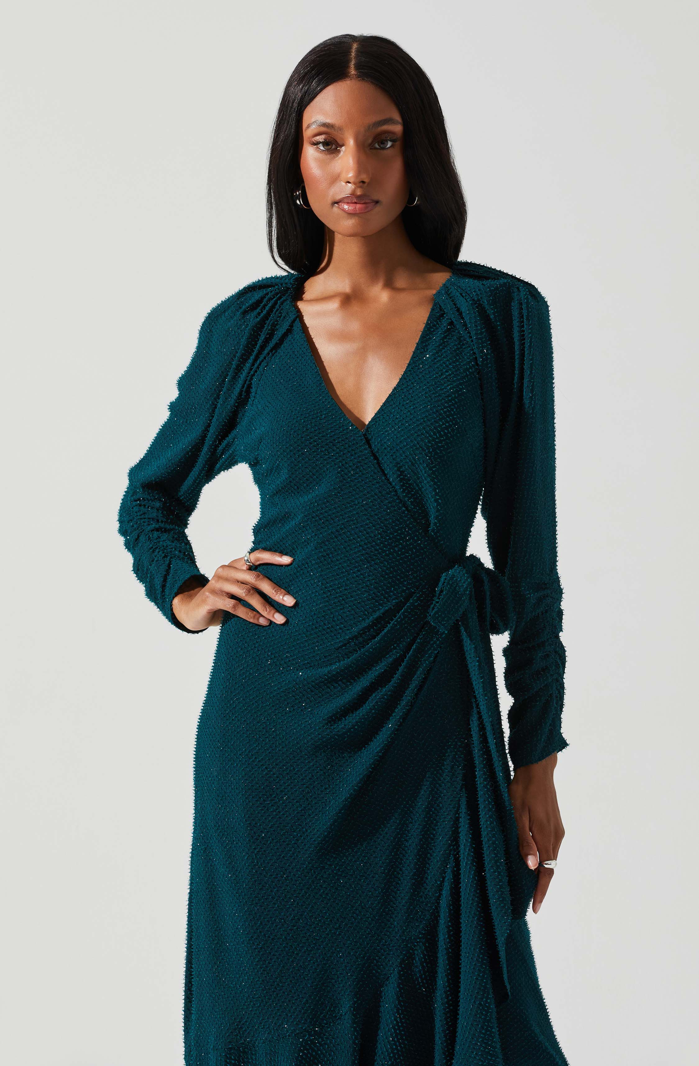 Zenaida Wrap Midi Dress-Aljck