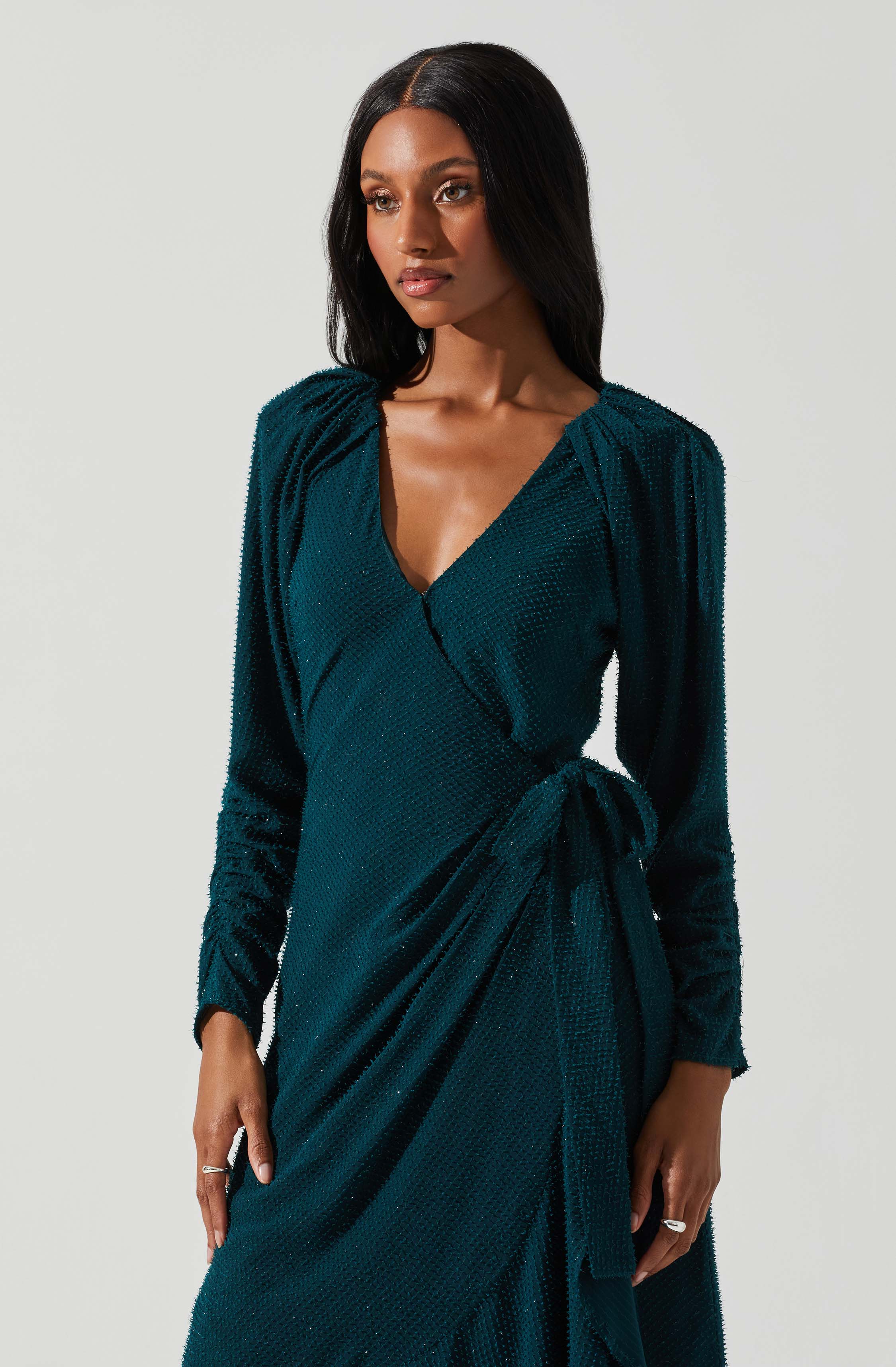 Zenaida Wrap Midi Dress-Aljck