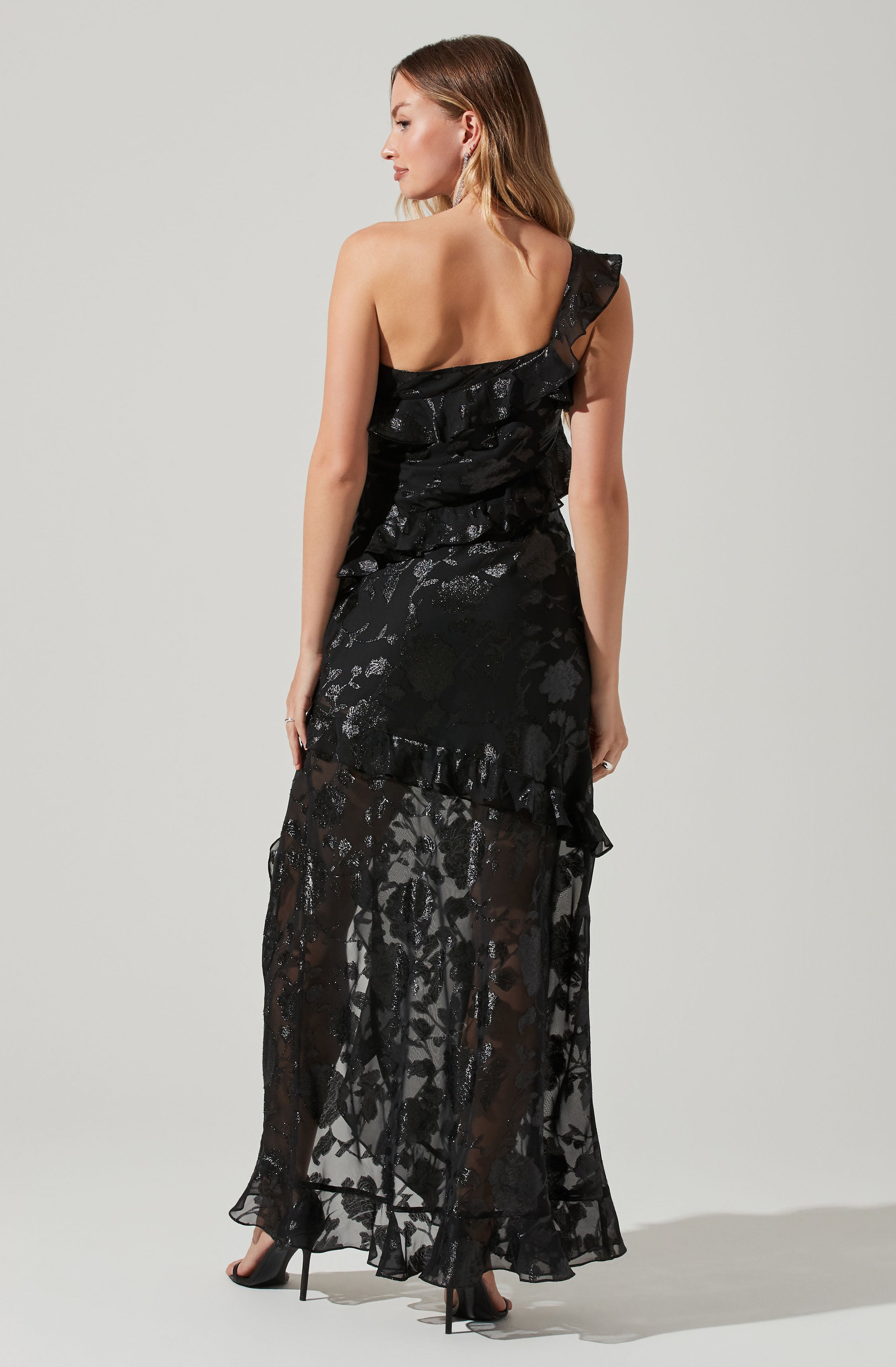 Andrea One Shoulder Floral Maxi Dress-Aljck