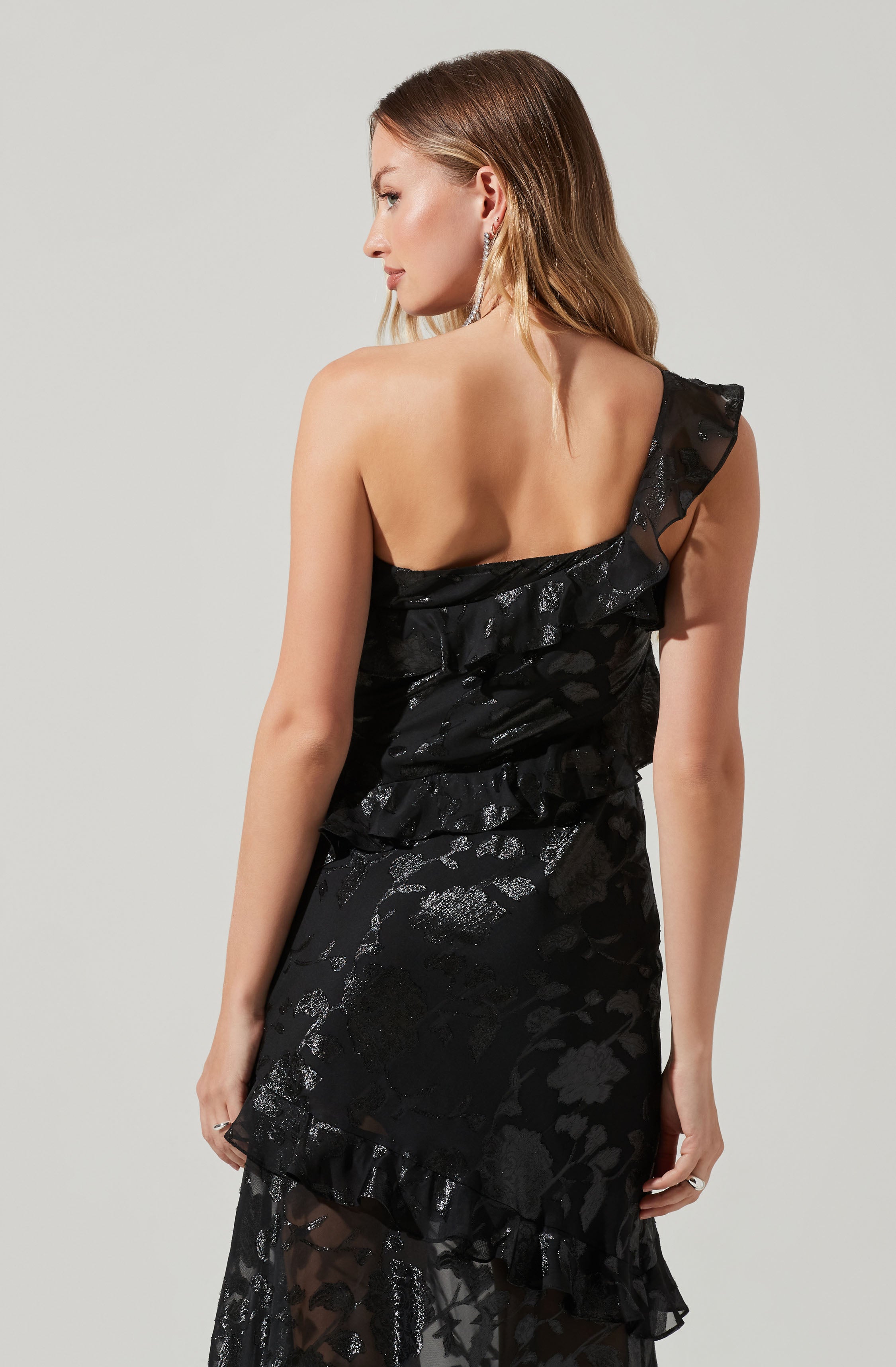 Andrea One Shoulder Floral Maxi Dress-Aljck