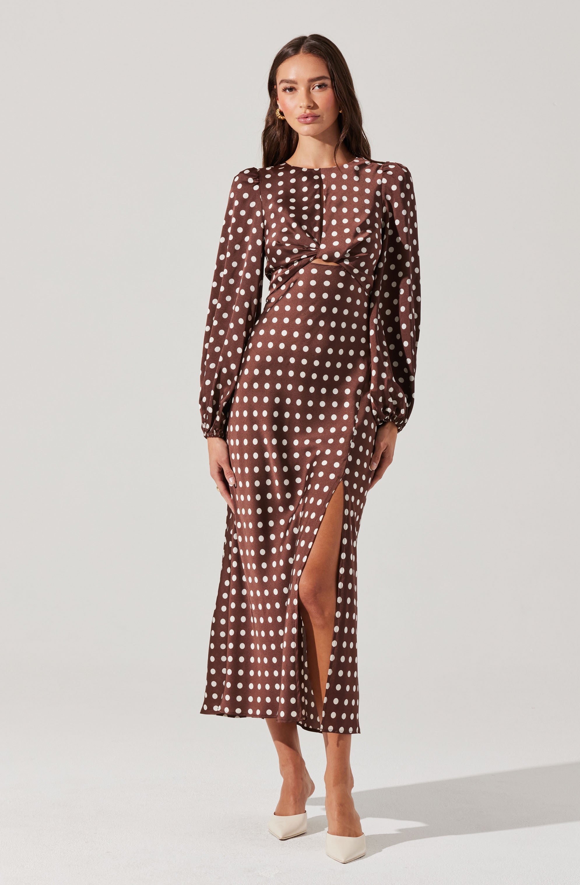 Suzy Polka Dot Midi Dress-Aljck
