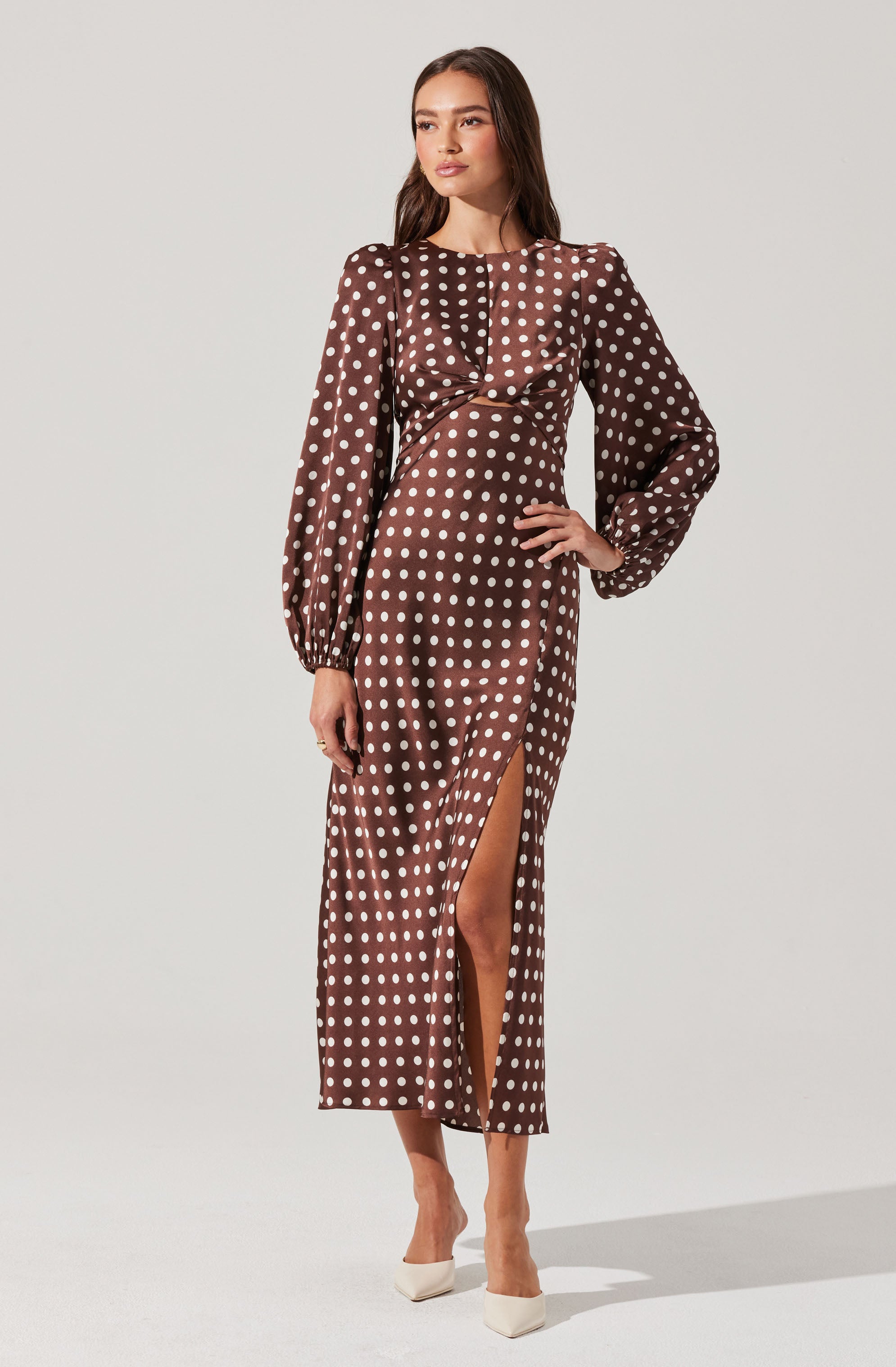 Suzy Polka Dot Midi Dress-Aljck