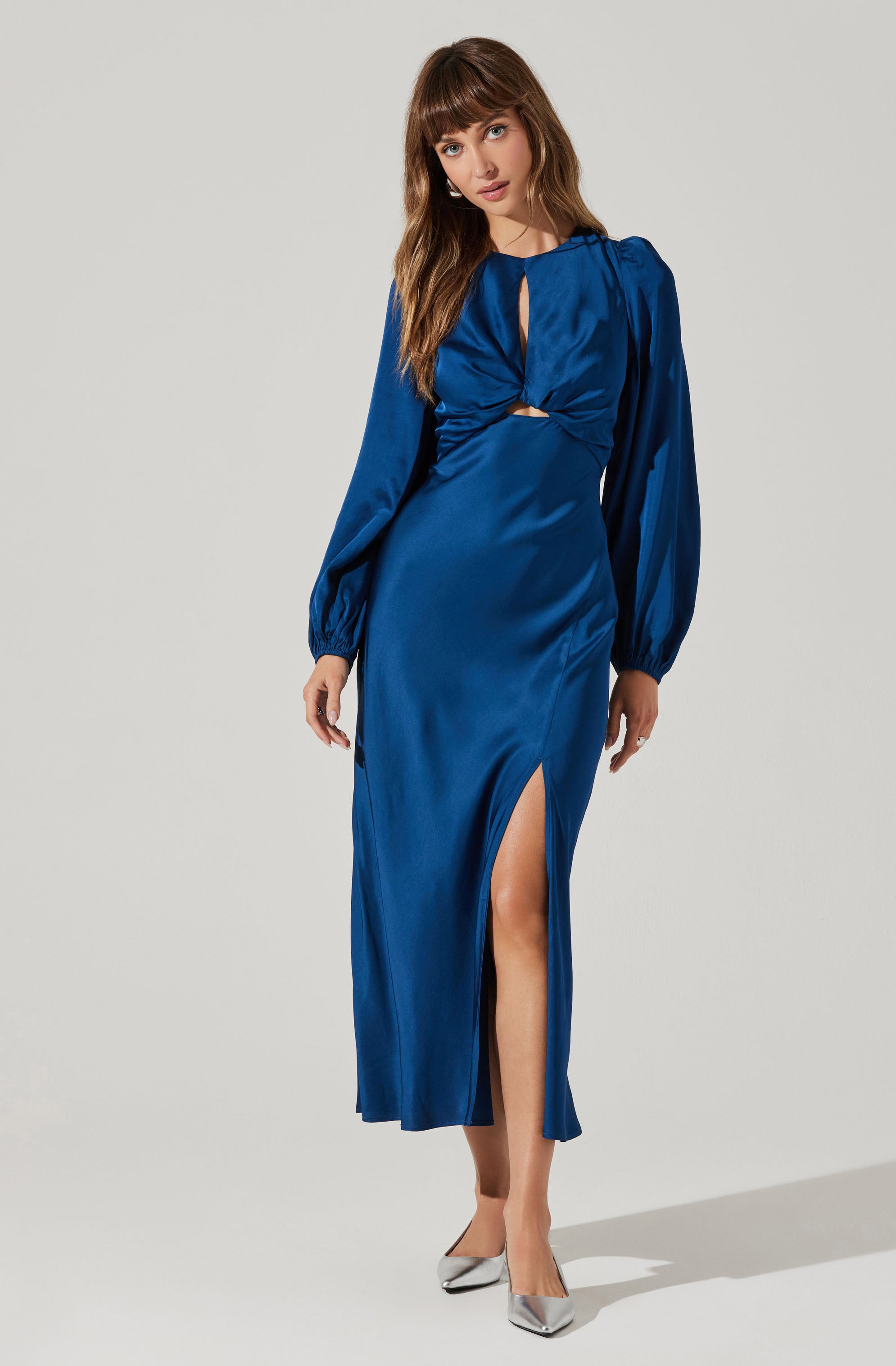 Suzy Satin Cutout Maxi Dress-Aljck
