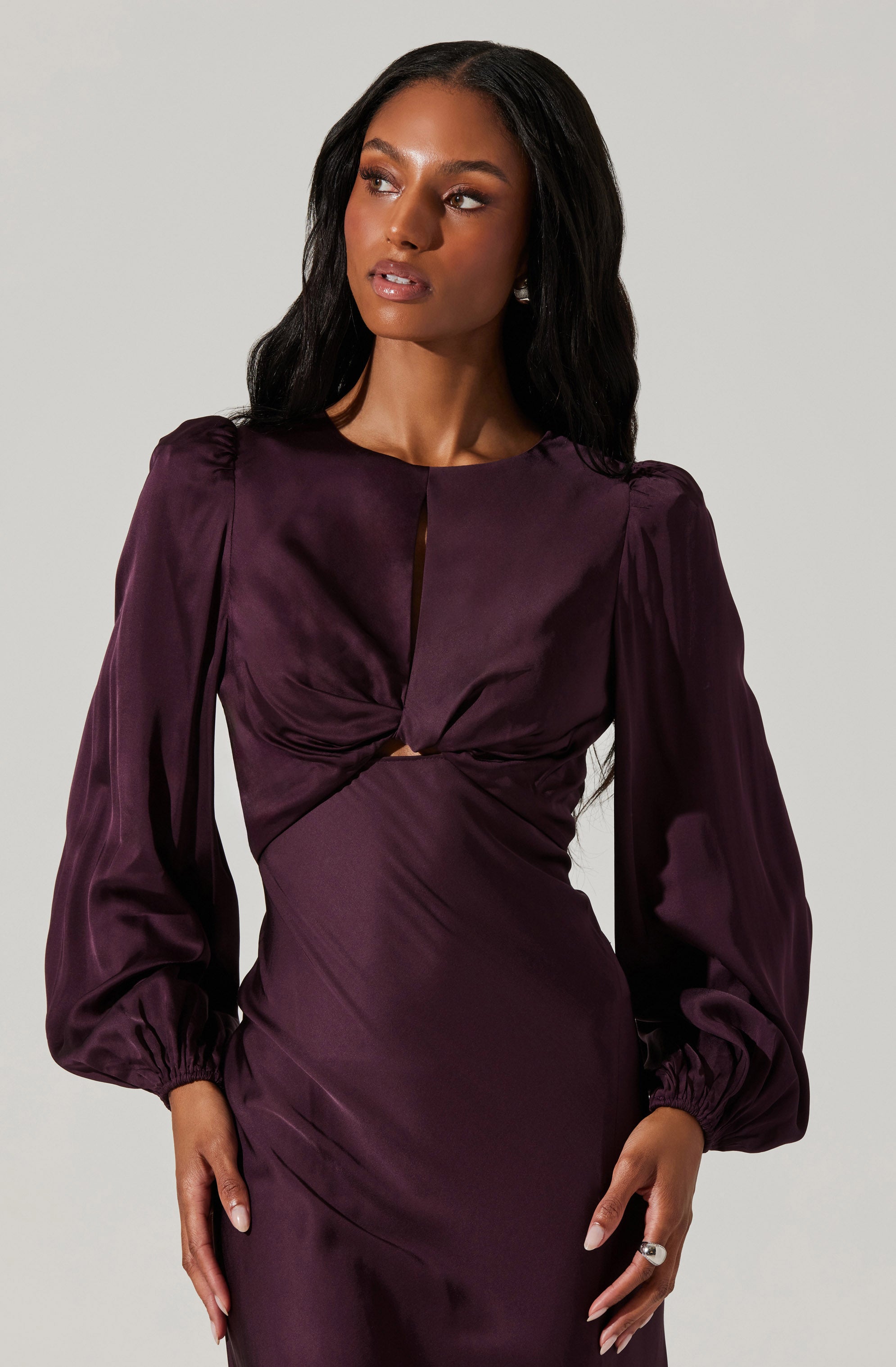 Suzy Satin Cutout Maxi Dress-Aljck