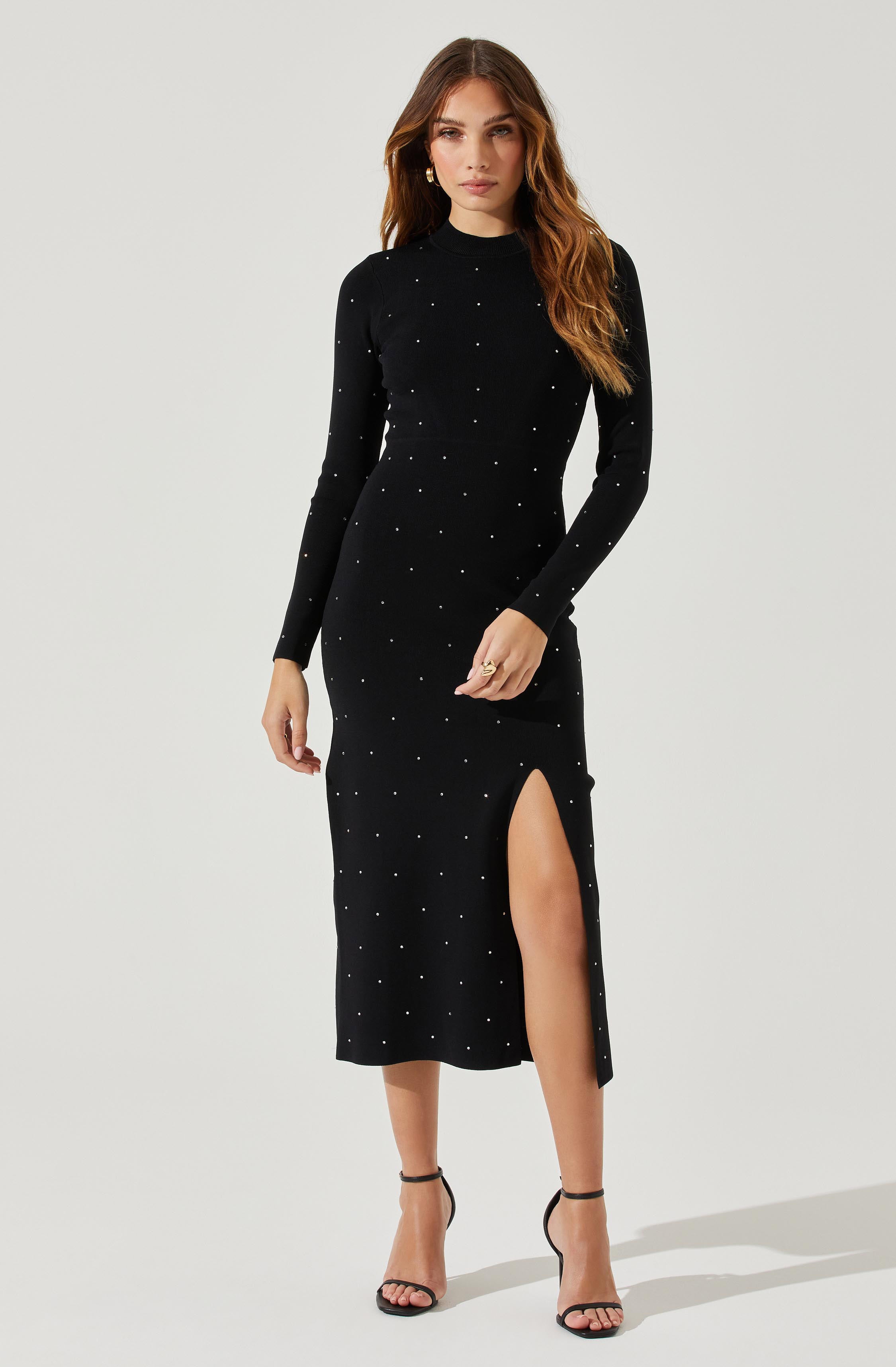 Kariana Embellished Cutout Midi Sweater Dress-Aljck