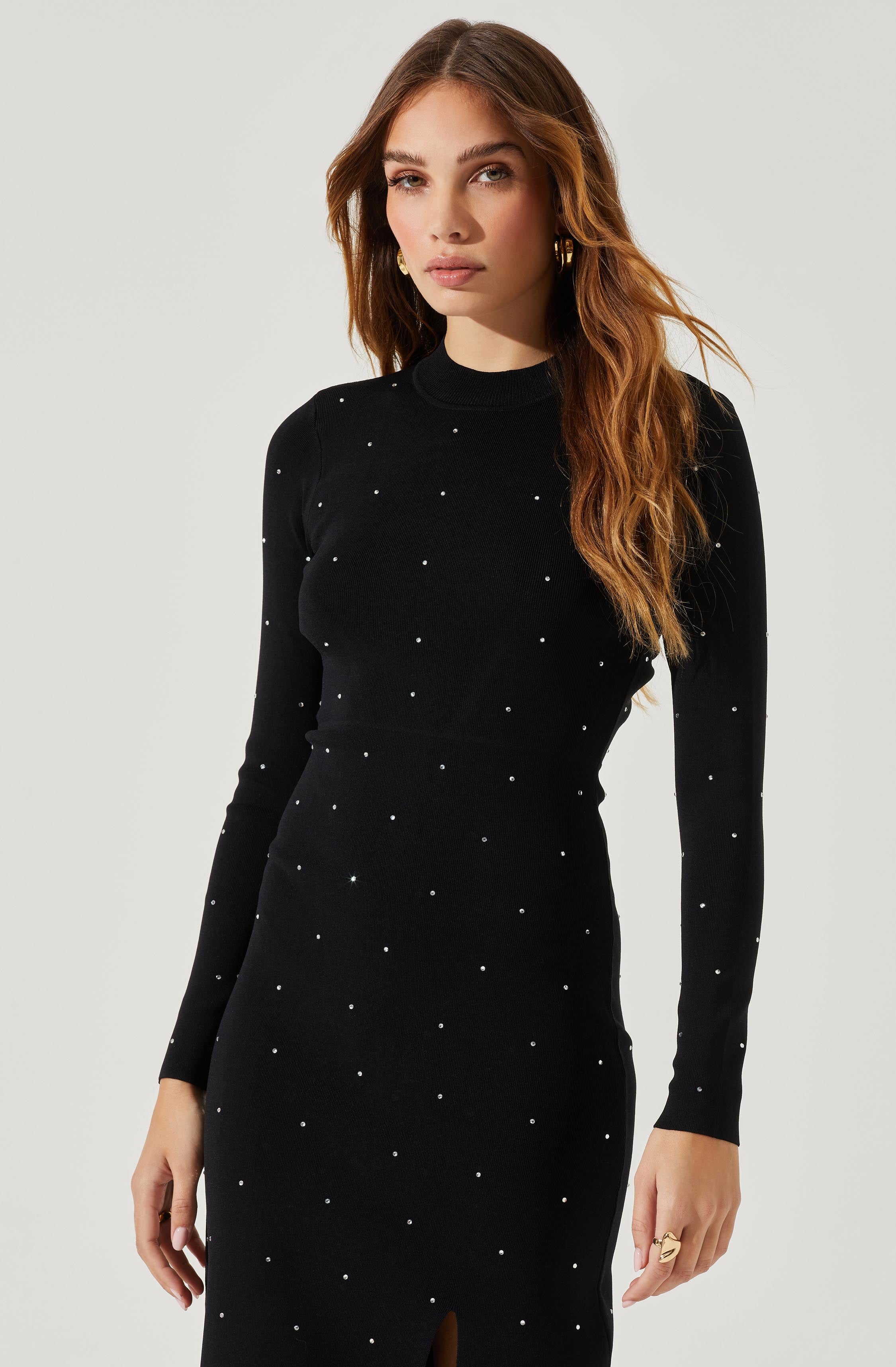 Kariana Embellished Cutout Midi Sweater Dress-Aljck