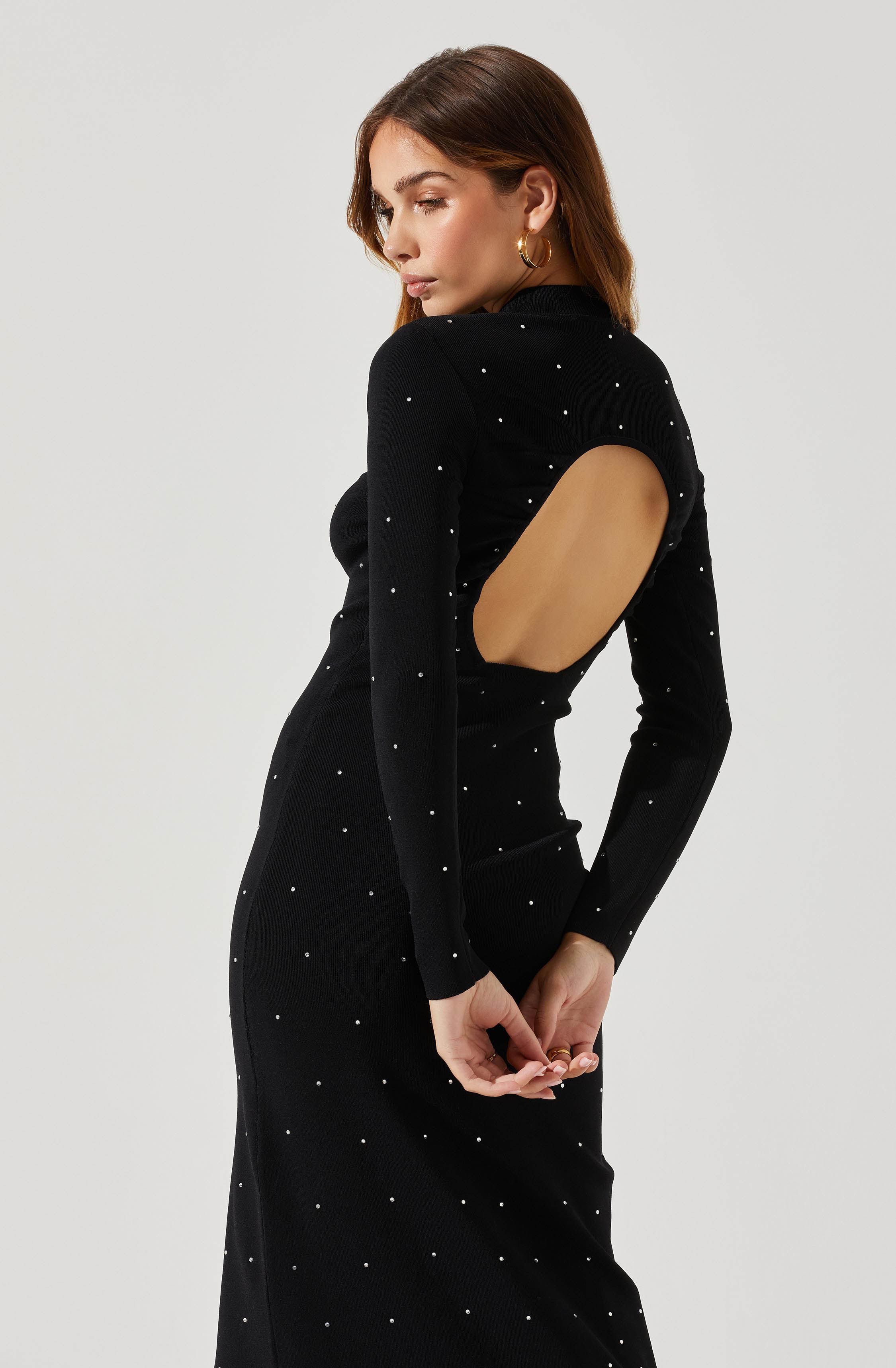 Kariana Embellished Cutout Midi Sweater Dress-Aljck