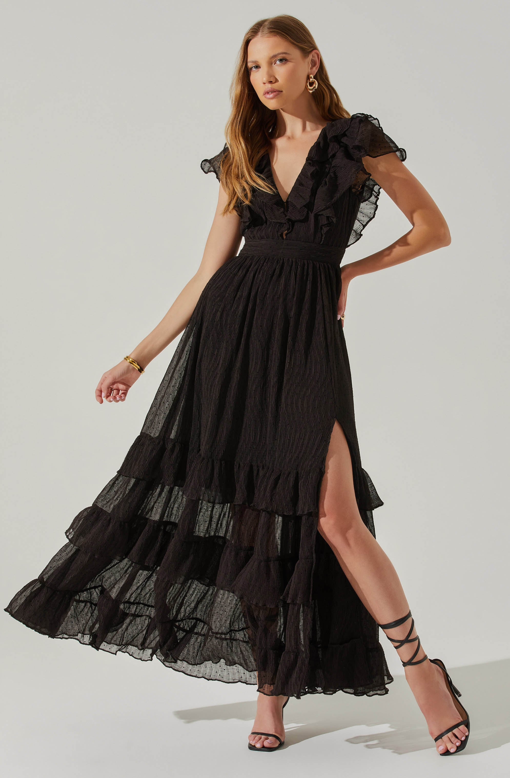 Tiara Ruffle Maxi Dress-Aljck