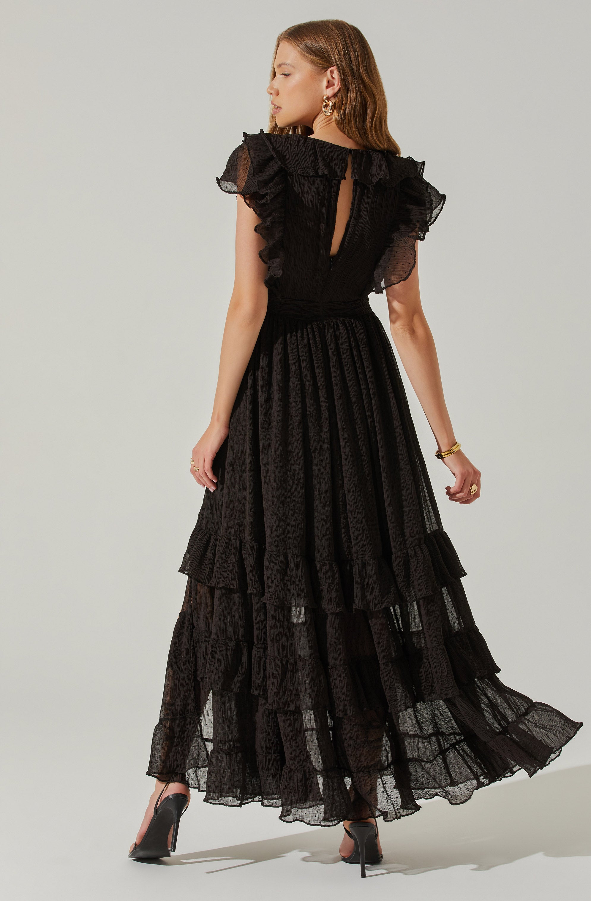 Tiara Ruffle Maxi Dress-Aljck