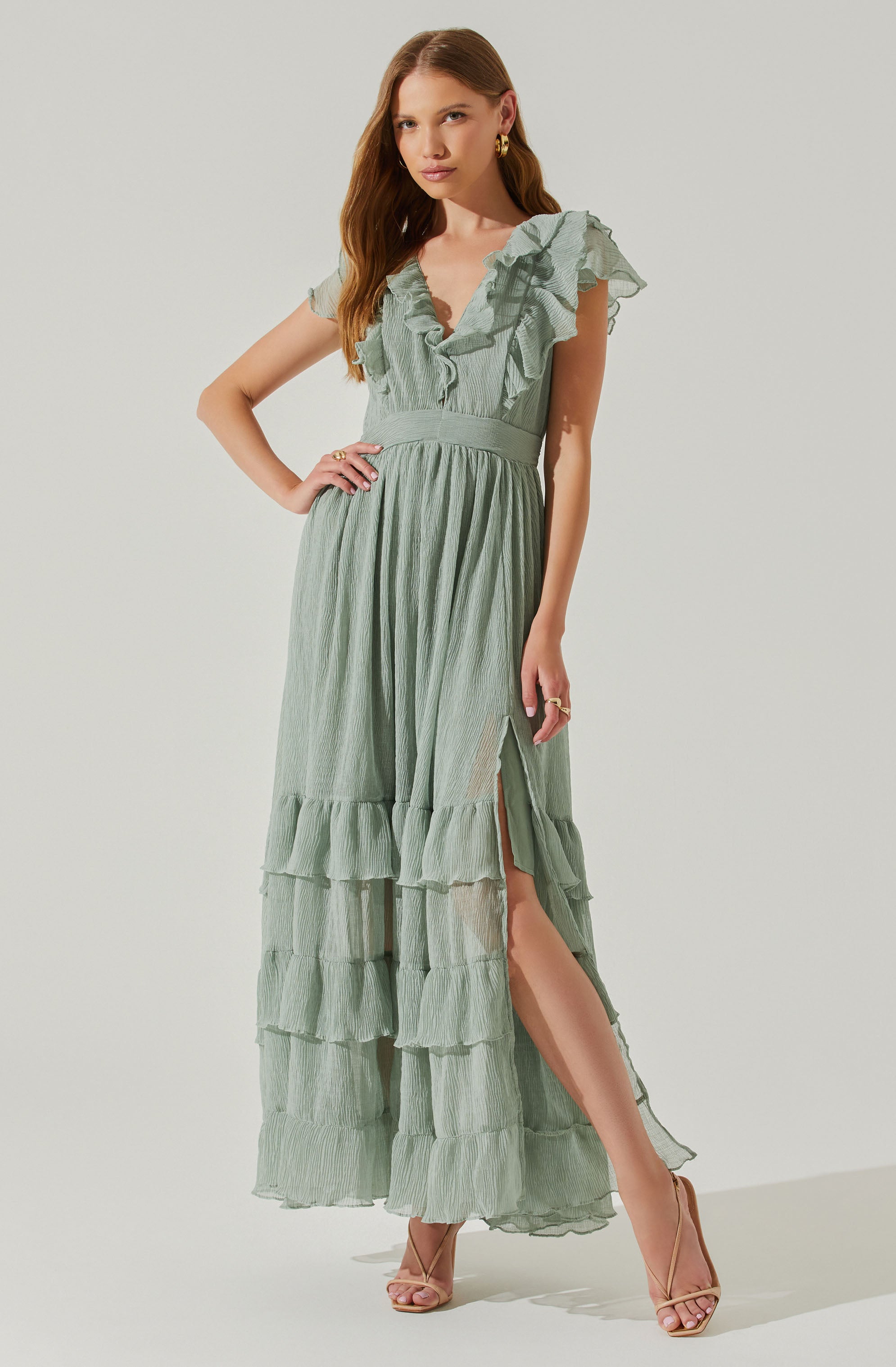 Tiara Ruffle Maxi Dress-Aljck