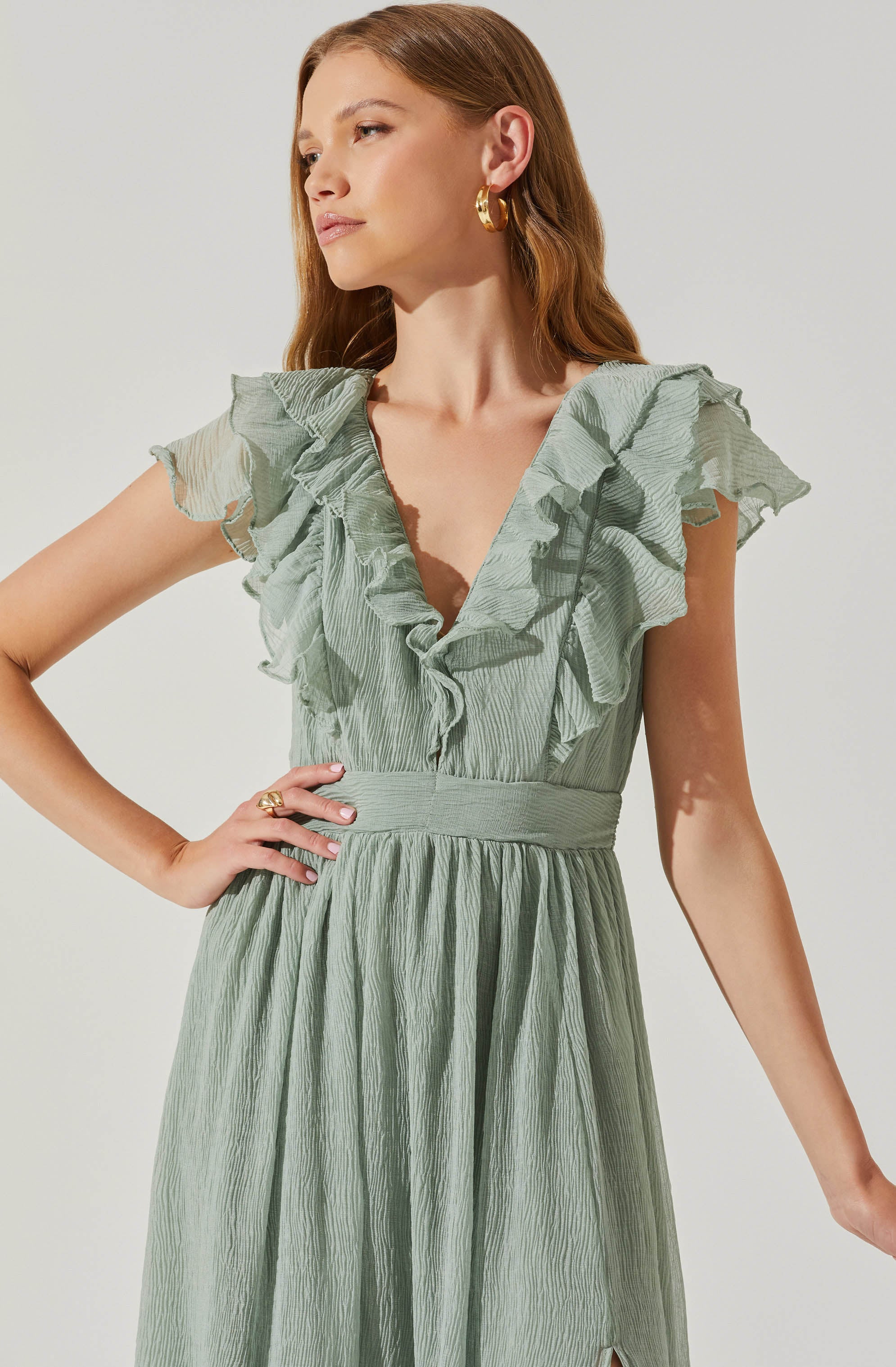 Tiara Ruffle Maxi Dress-Aljck