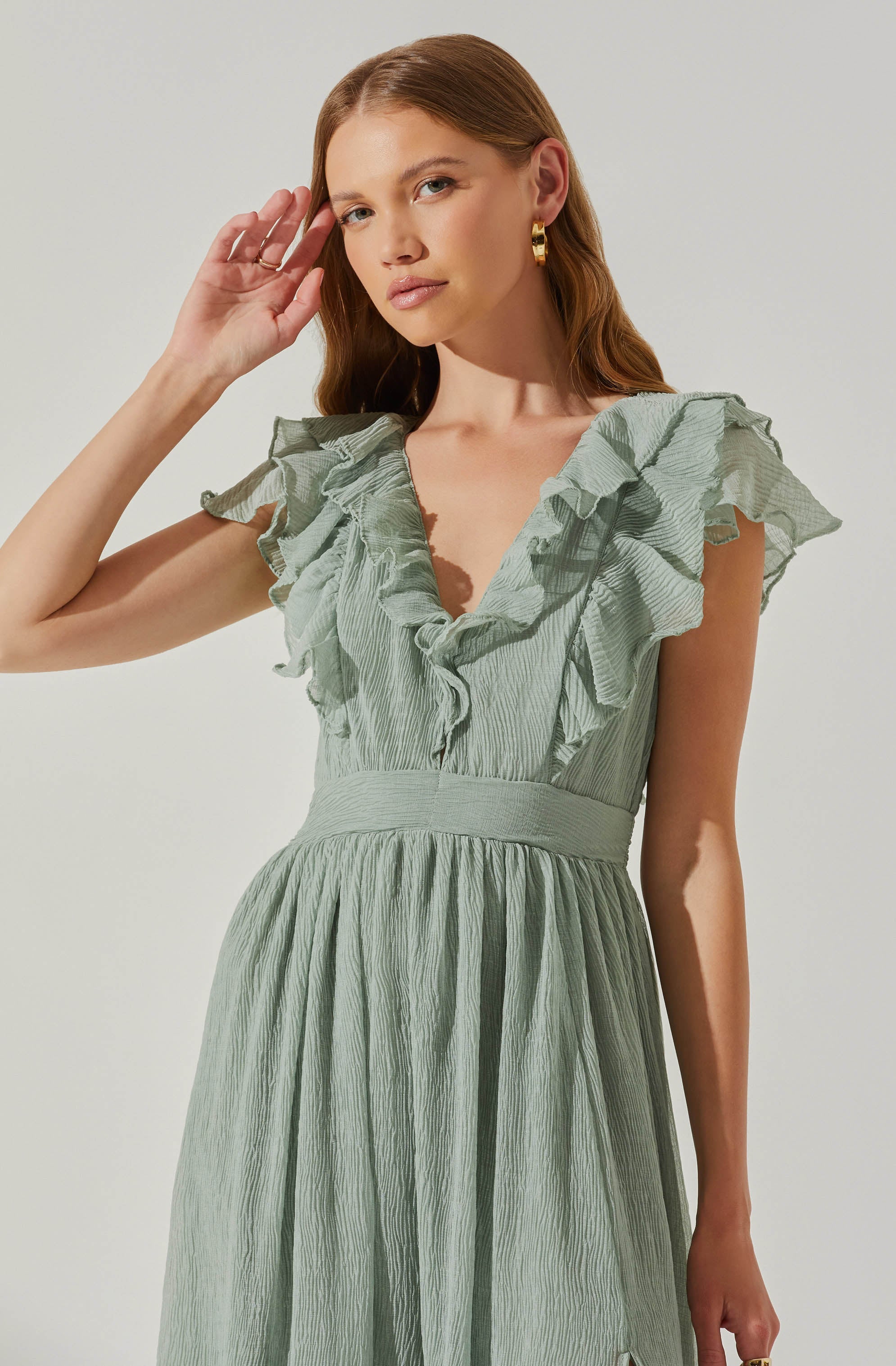 Tiara Ruffle Maxi Dress-Aljck