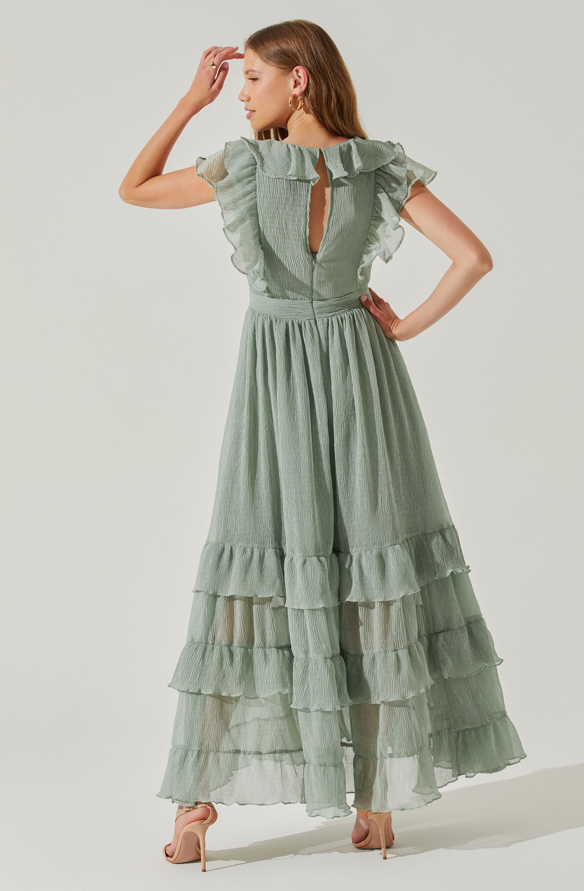 Tiara Ruffle Maxi Dress-Aljck