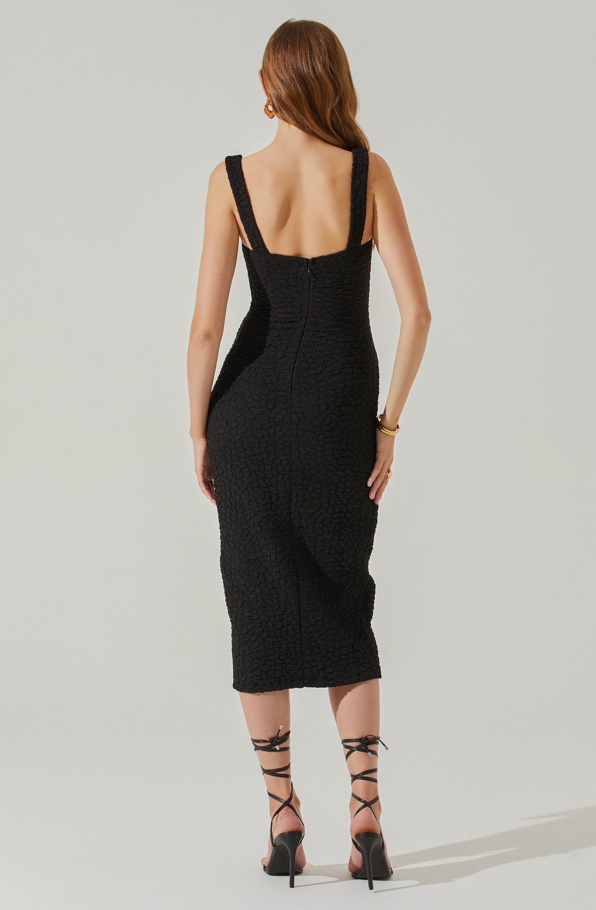 Wylla Crinkled Popcorn Midi Dress-Aljck