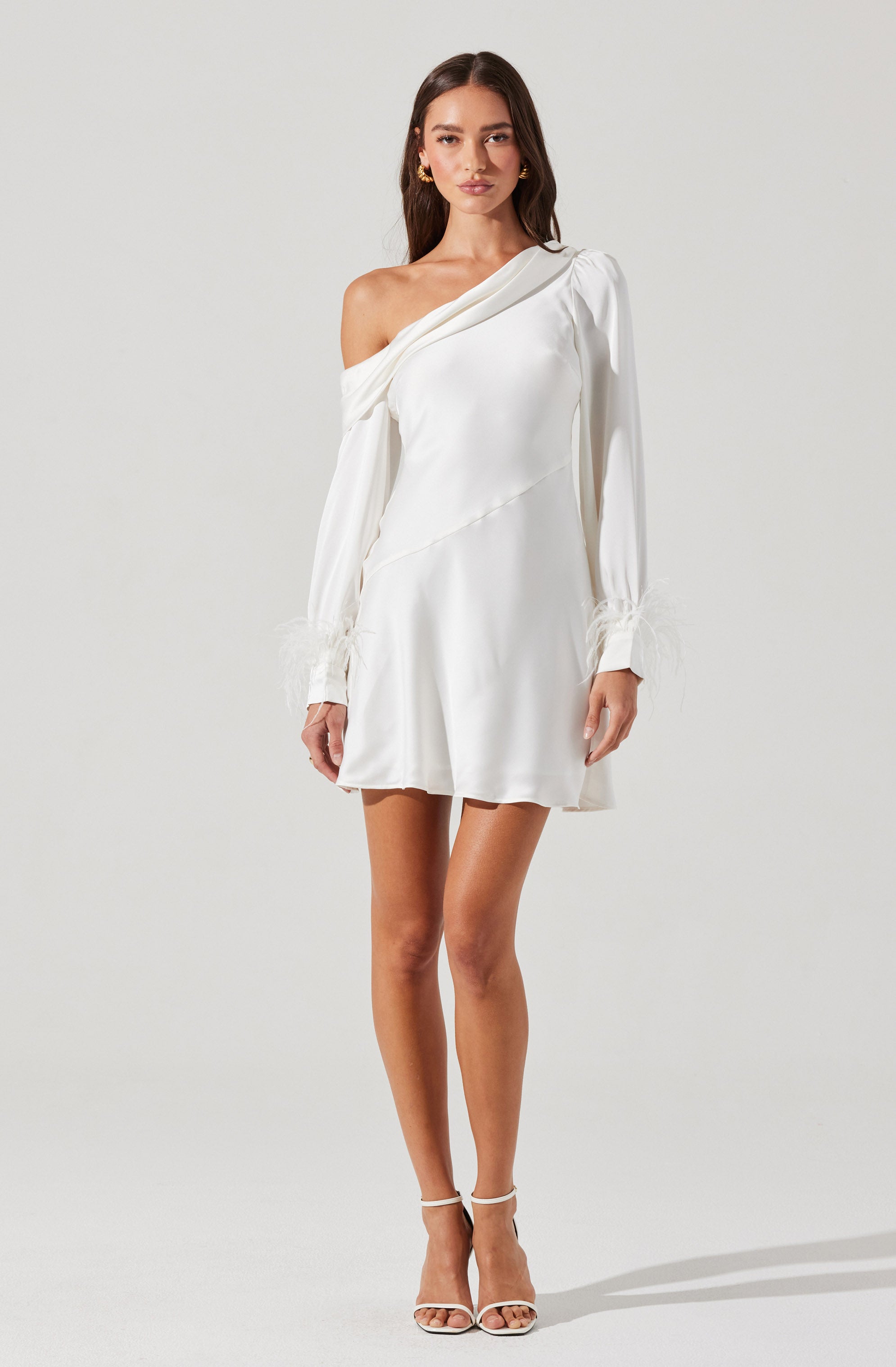 Augusta Feather Trim Mini Dress-Aljck