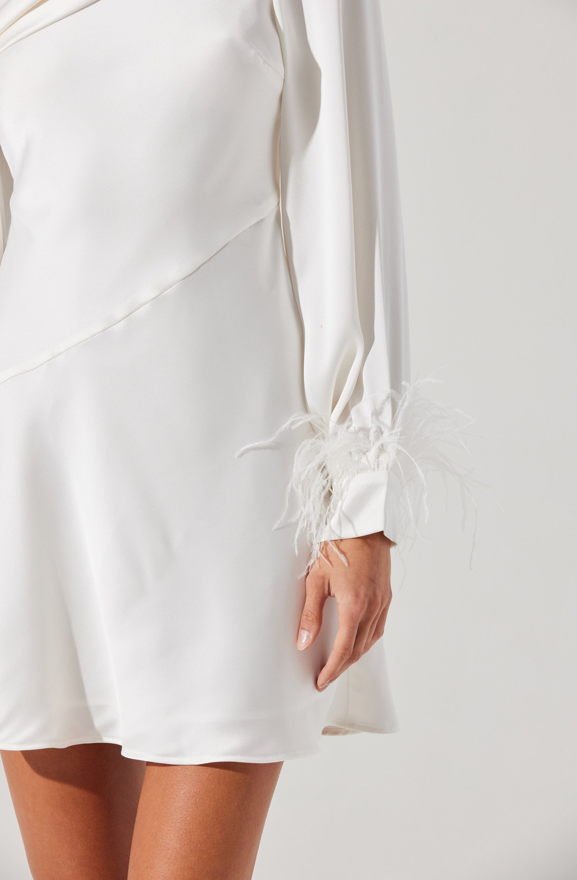 Augusta Feather Trim Mini Dress-Aljck