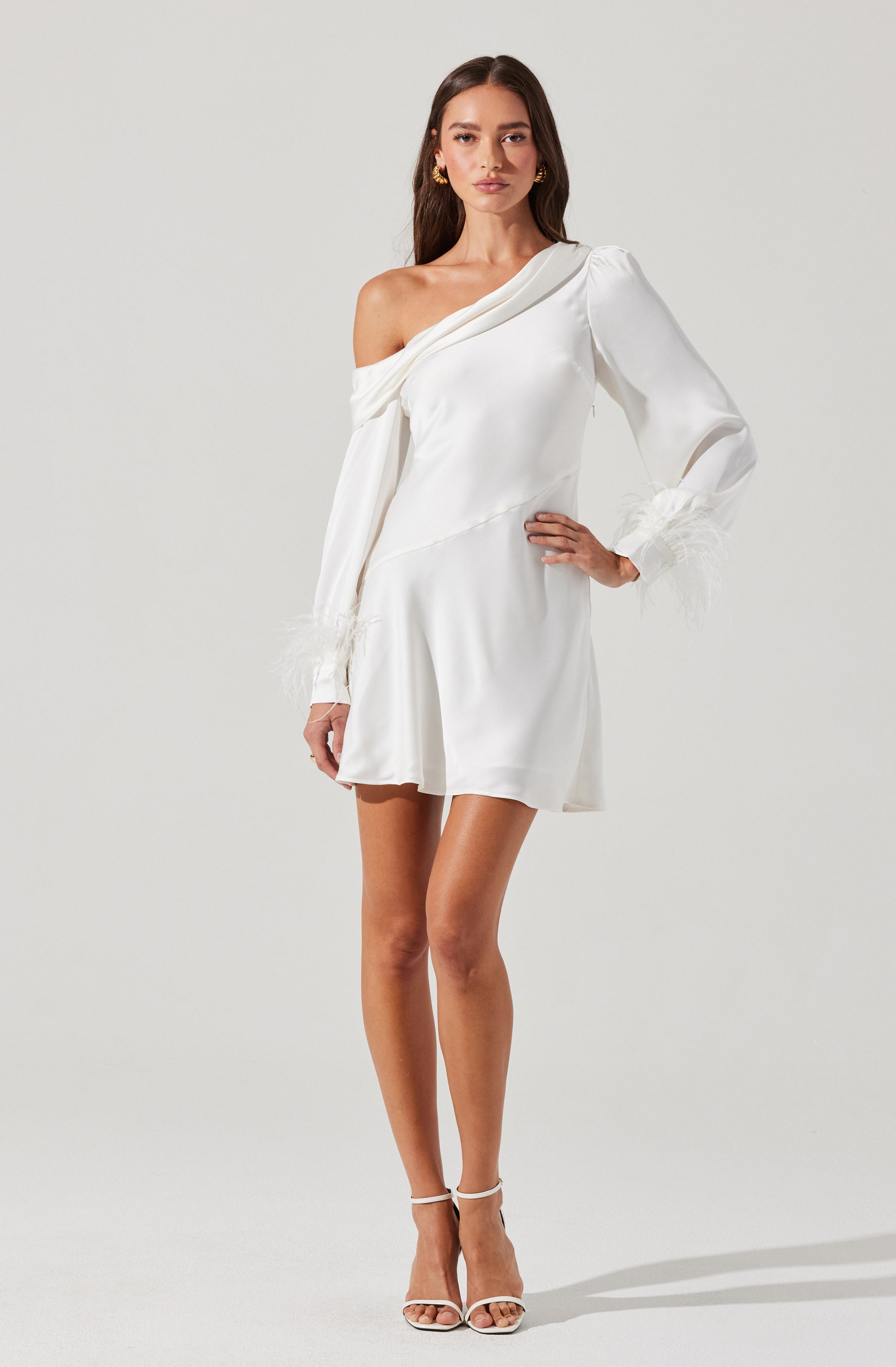 Augusta Feather Trim Mini Dress-Aljck