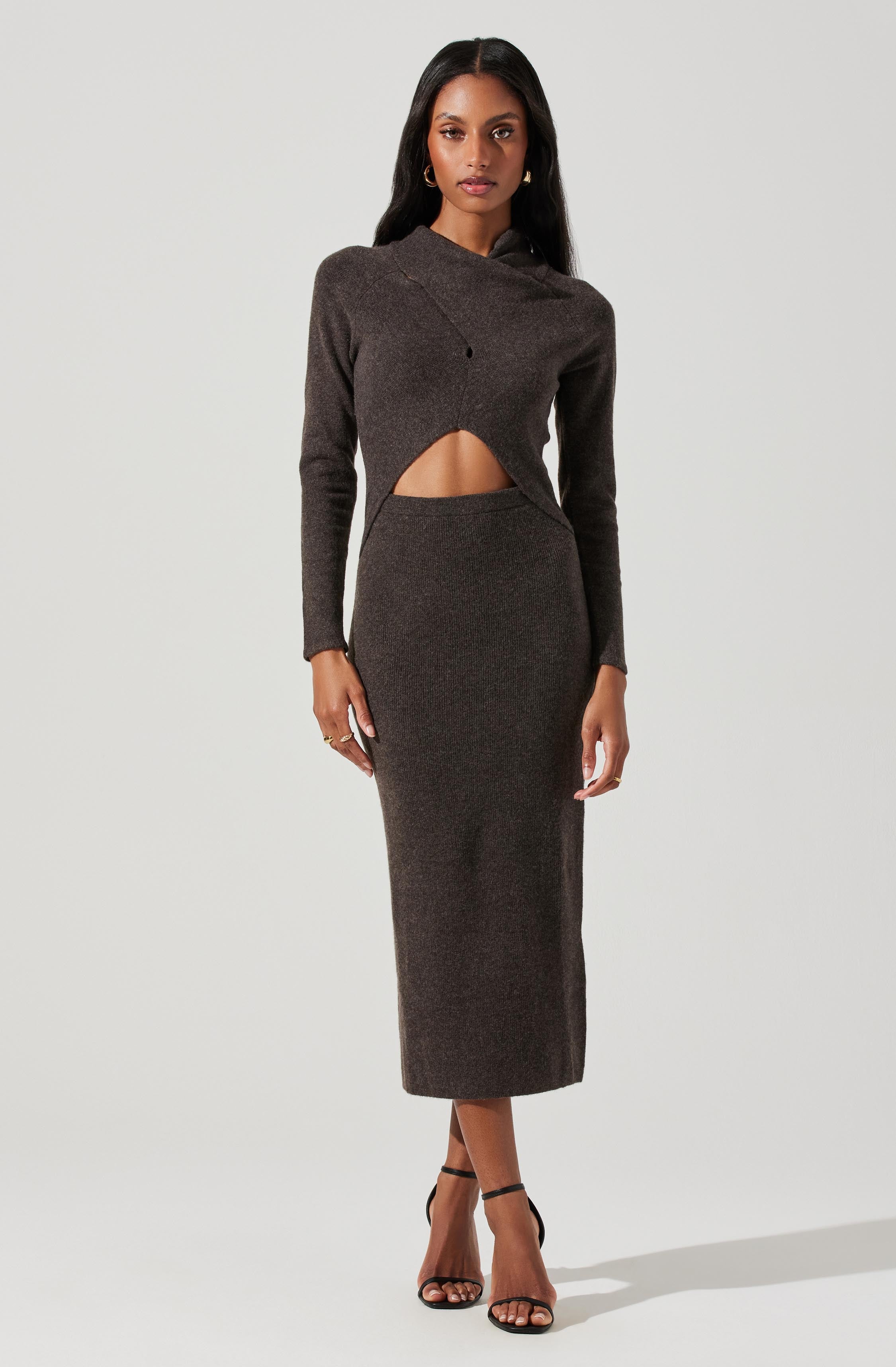 Spencer Cutout Midi Sweater Dress-Aljck